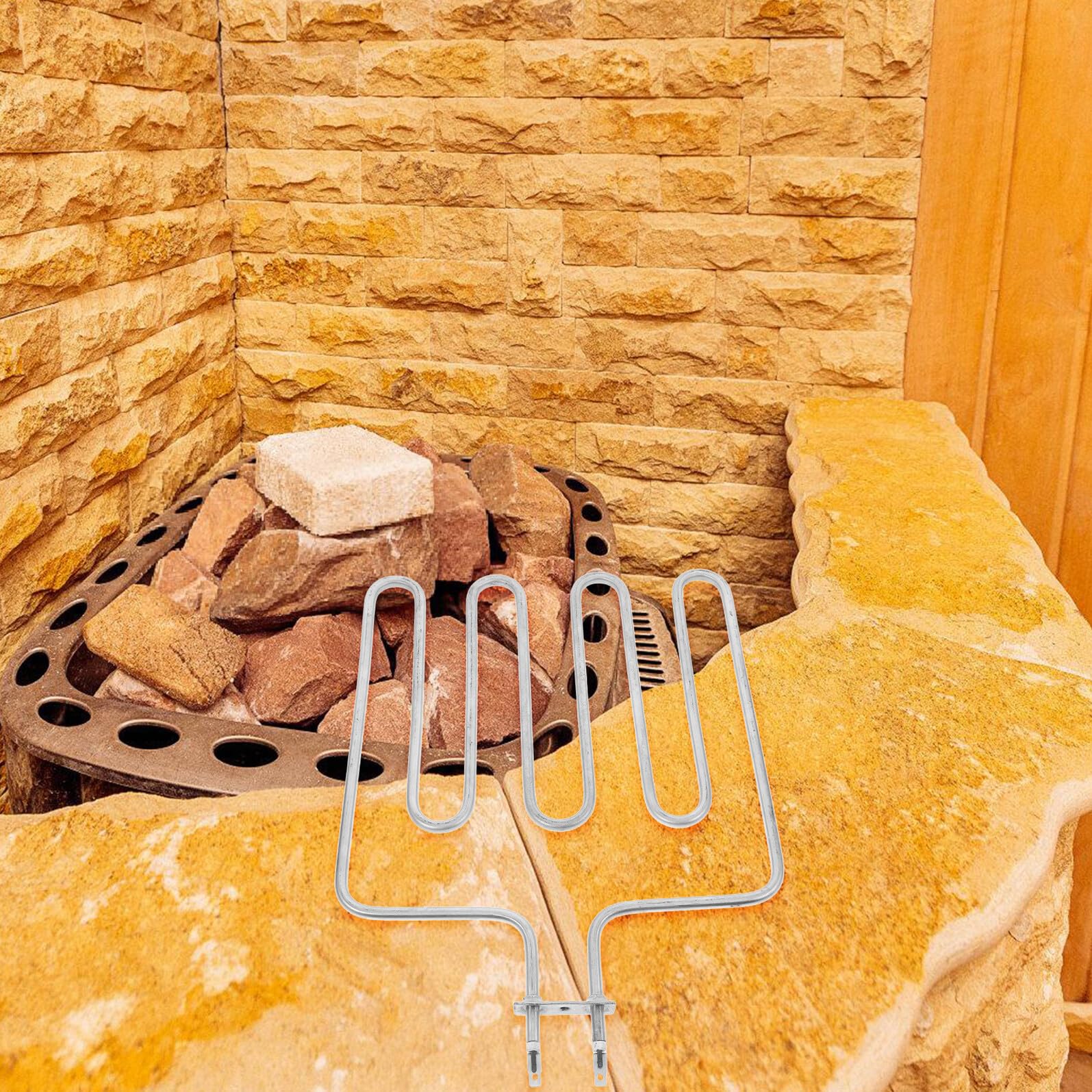ifundom Élément Chauffant Sauna Robuste INOX Accessoire de Remplacement pour Poêle Sauna et Adapté à Tous Types