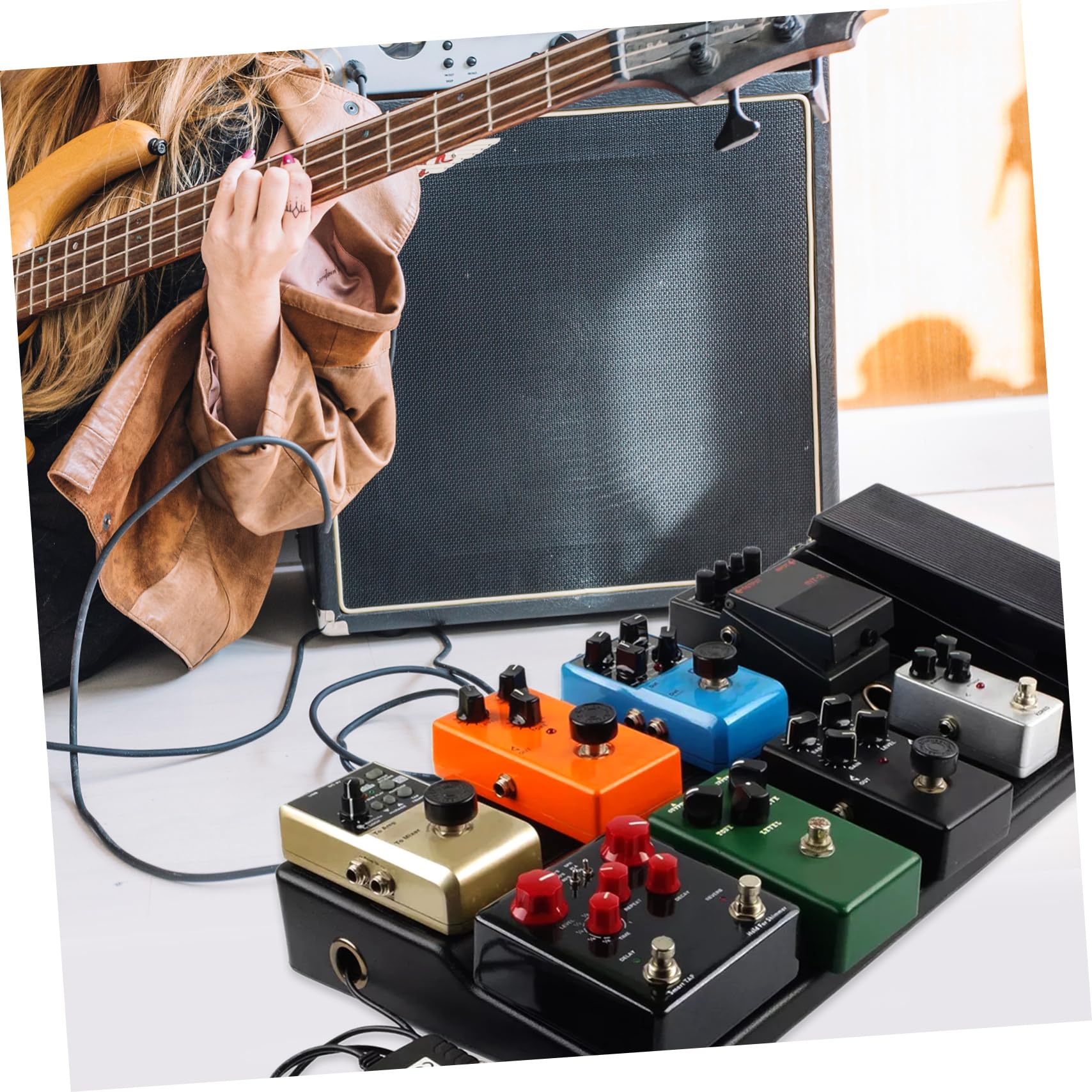 Sosoport Leichtes und Robustes Pedal Board aus Pe für Musiker für Live Auftritte und Proben mit Verstecktem Netzteil und Großer Kapazität