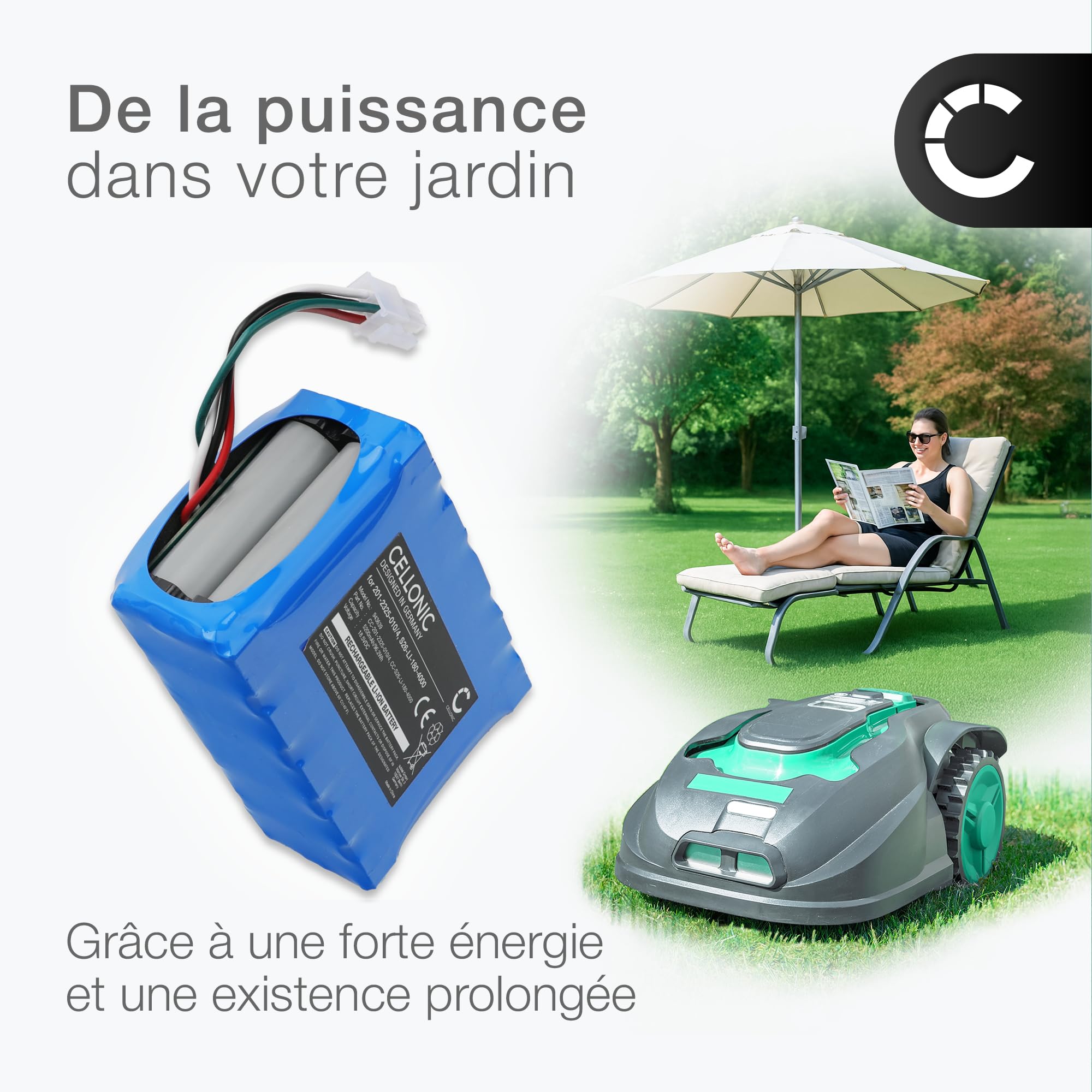 CELLONIC 1x Batterie pour Jardin Compatible avec ECOVACS Goat O800 RTK, Goat G1, Goat G1 1600, 201-2201-0903 - (5200mAh, 18.5V)