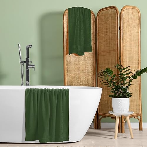 Miniatura 10 de Belizzi Home Juego de 2 toallas de baño de algodón de gran tamaño de 28 x 55 pulgadas, toallas de baño grandes, ultra absorbentes, compactas, de