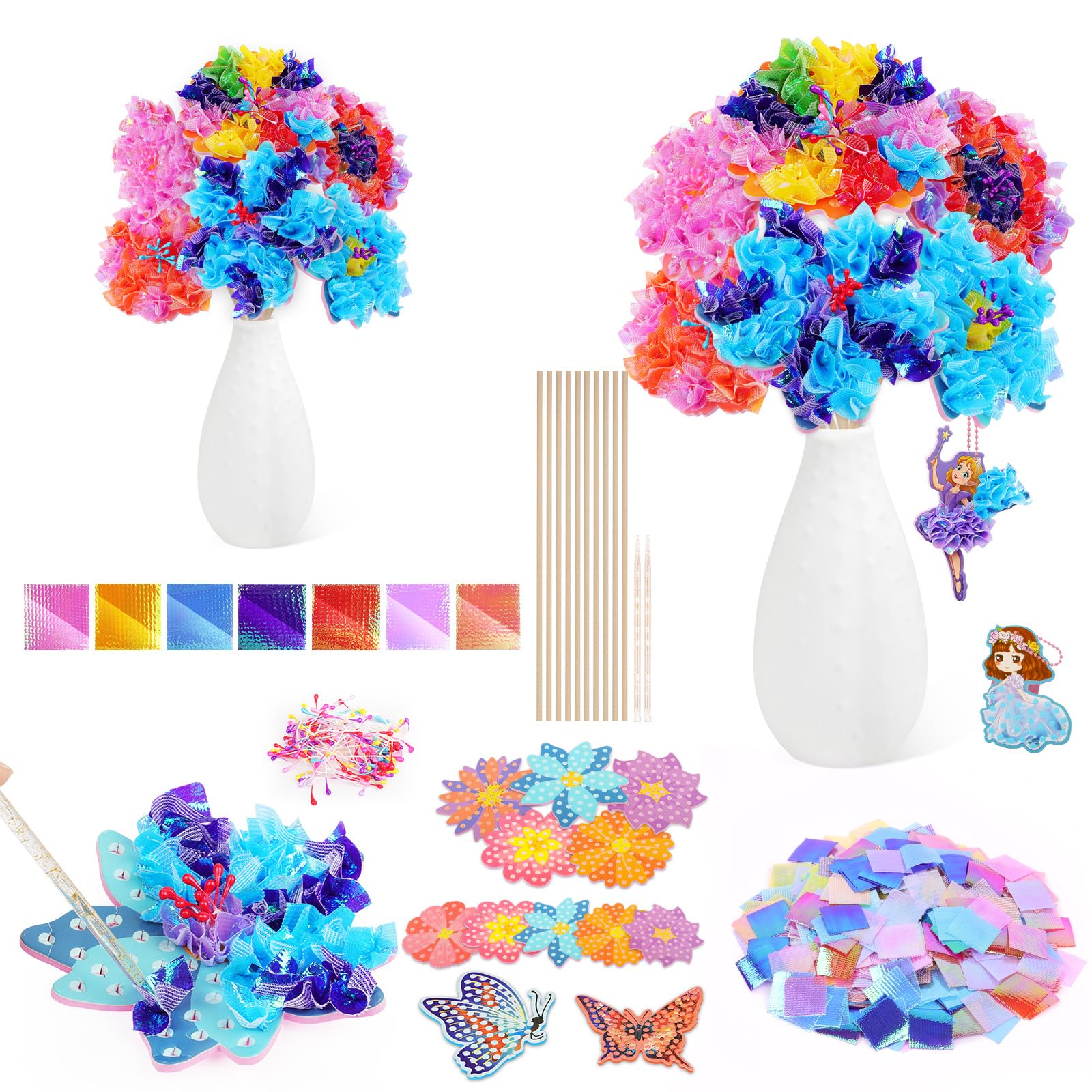 AYESY Poke in Flower Bouquet Craft Kit, Arts and Craft Kits, DIY Creative Activity Favors Supplies
