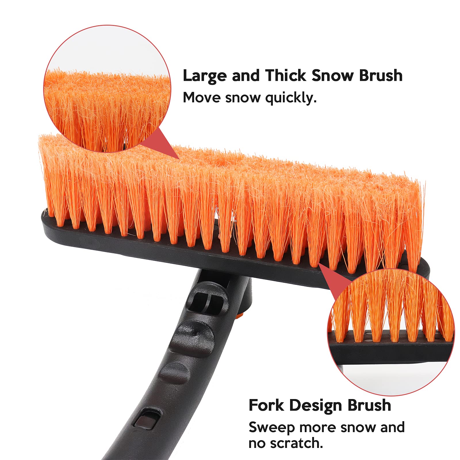 Brosse à Neige Et Grattoir à Glace Pour Voiture, Manche Long Amovible, Poignée En éponge, Poils En Nylon, Pare-brise Automatique, Balai De Déneigement, Outil De Pelle à Glace