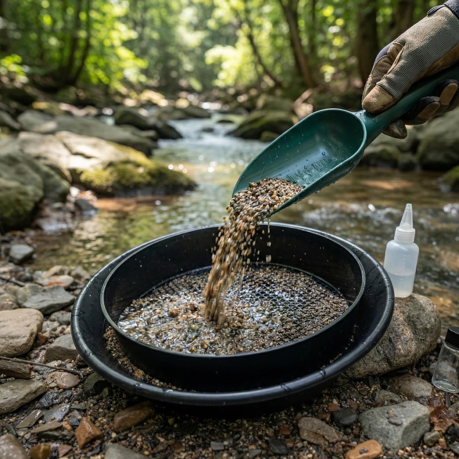 Kit completo di panning da 127 cm, 19 pezzi, kit pieghevole in lega di alluminio, attrezzatura per la prospezione dell'oro con padella, schermo classificatore e altro (argento, 30,5 cm)