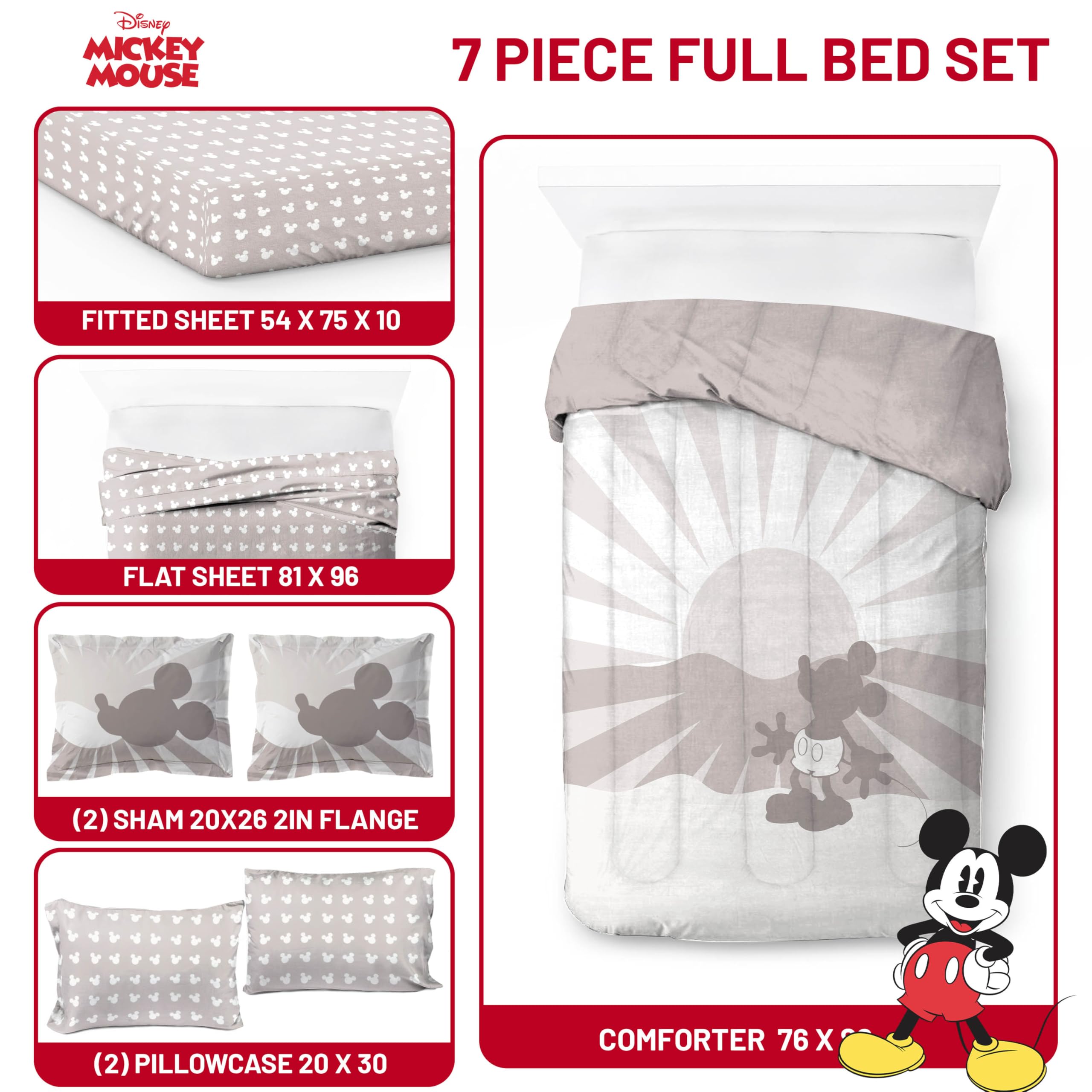 Jay Franco Disney Mickey Mouse Full Size Comforter Set - 7 Piece ...