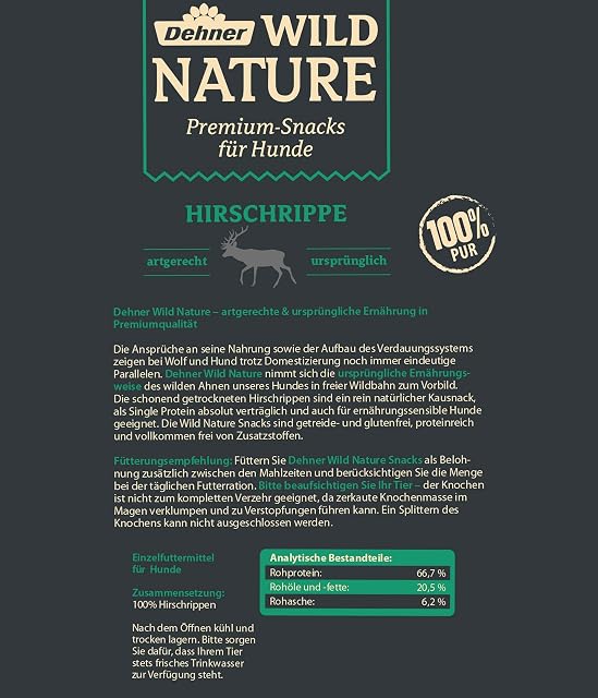 Foto 2 de 3 de Dehner Wild Nature - Bocadillo para Perros sin Gluten, sin Cereales, 200 g