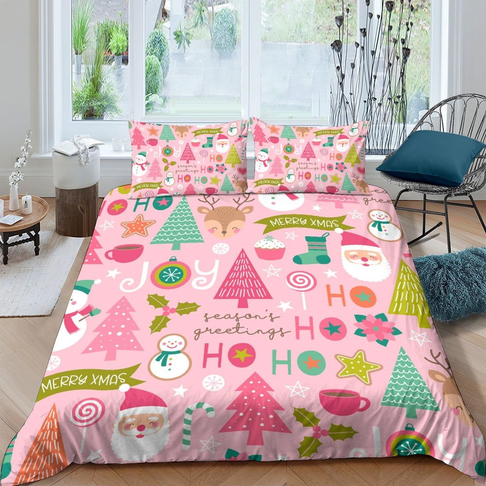 Ctjqhvkz Style-7 3D Printed Christmas Tree Fitted Sheet Microfiber Festive Santa Bed Cover For Bedroom Guest Room Decor Protection Single（135X200cm）