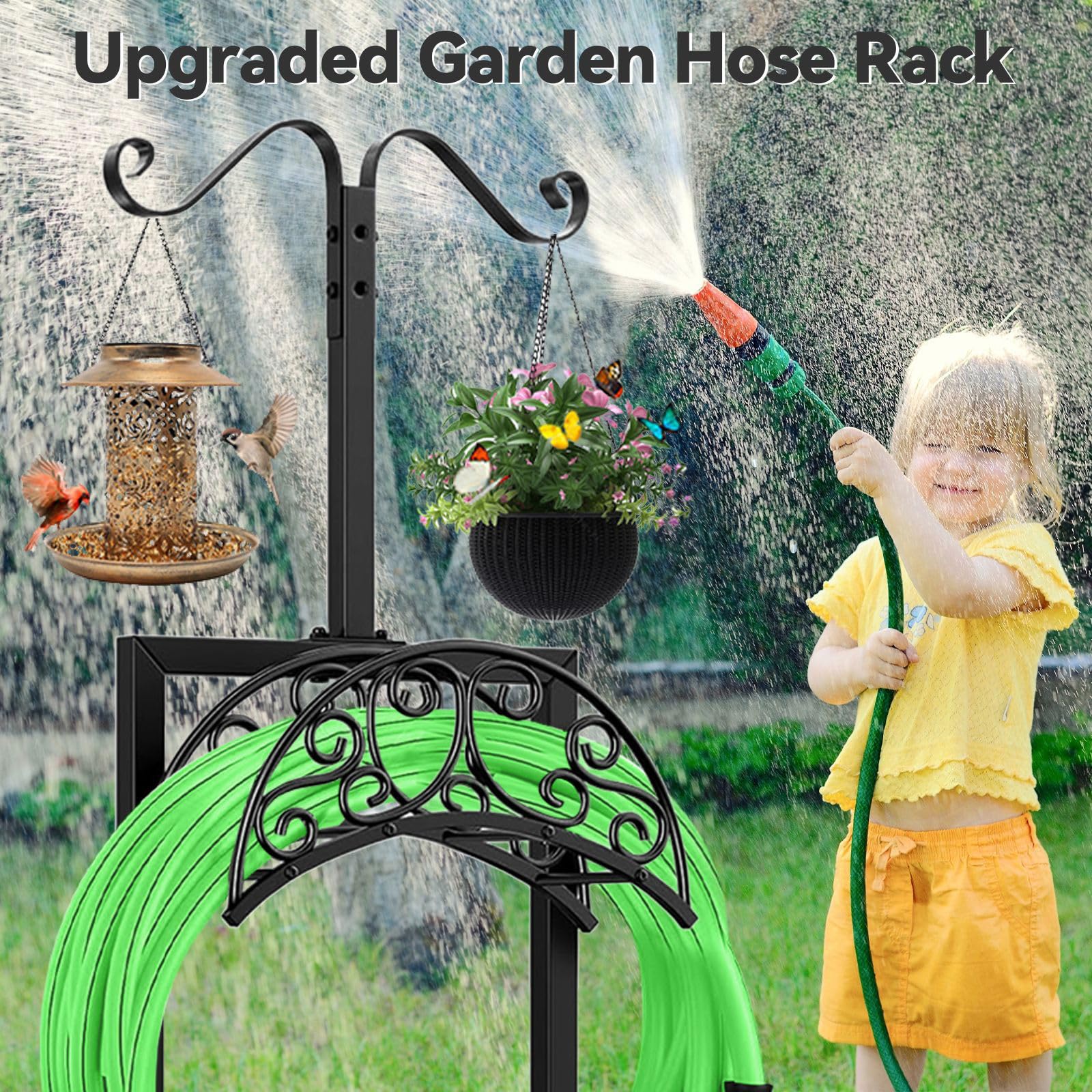 Avvolgitubo da giardino aggiornato con cestino per attrezzature di irrigazione all'aperto Supporto per tubo staccabile