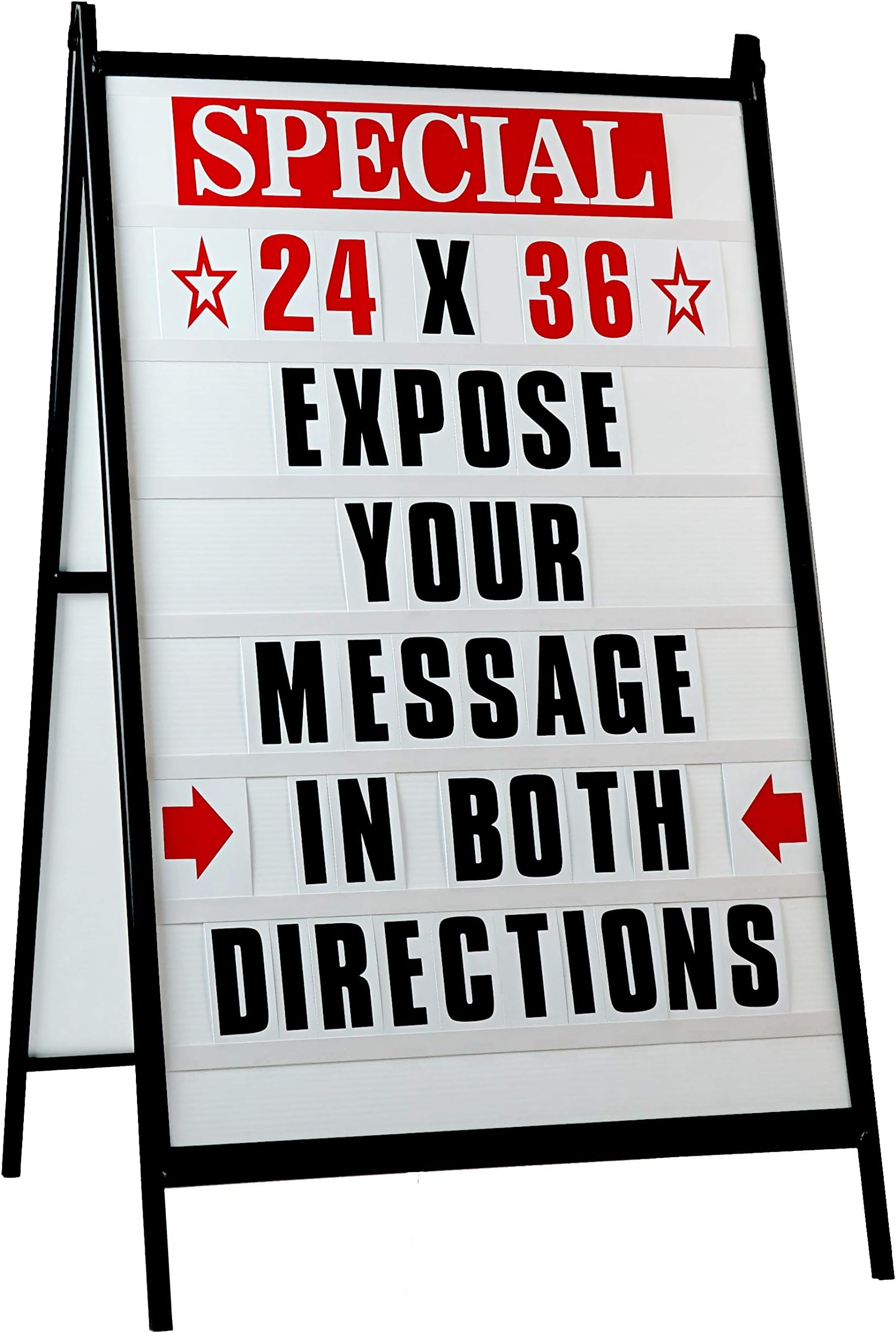 Sidewalk A Frame Changeable Letters Message Sign with 4-inch Letters set and 2 Protective Covers Portable Signs for Outside Sidewalk Sign for Business 24”x 36” Sandwich Board Sign with Letters
