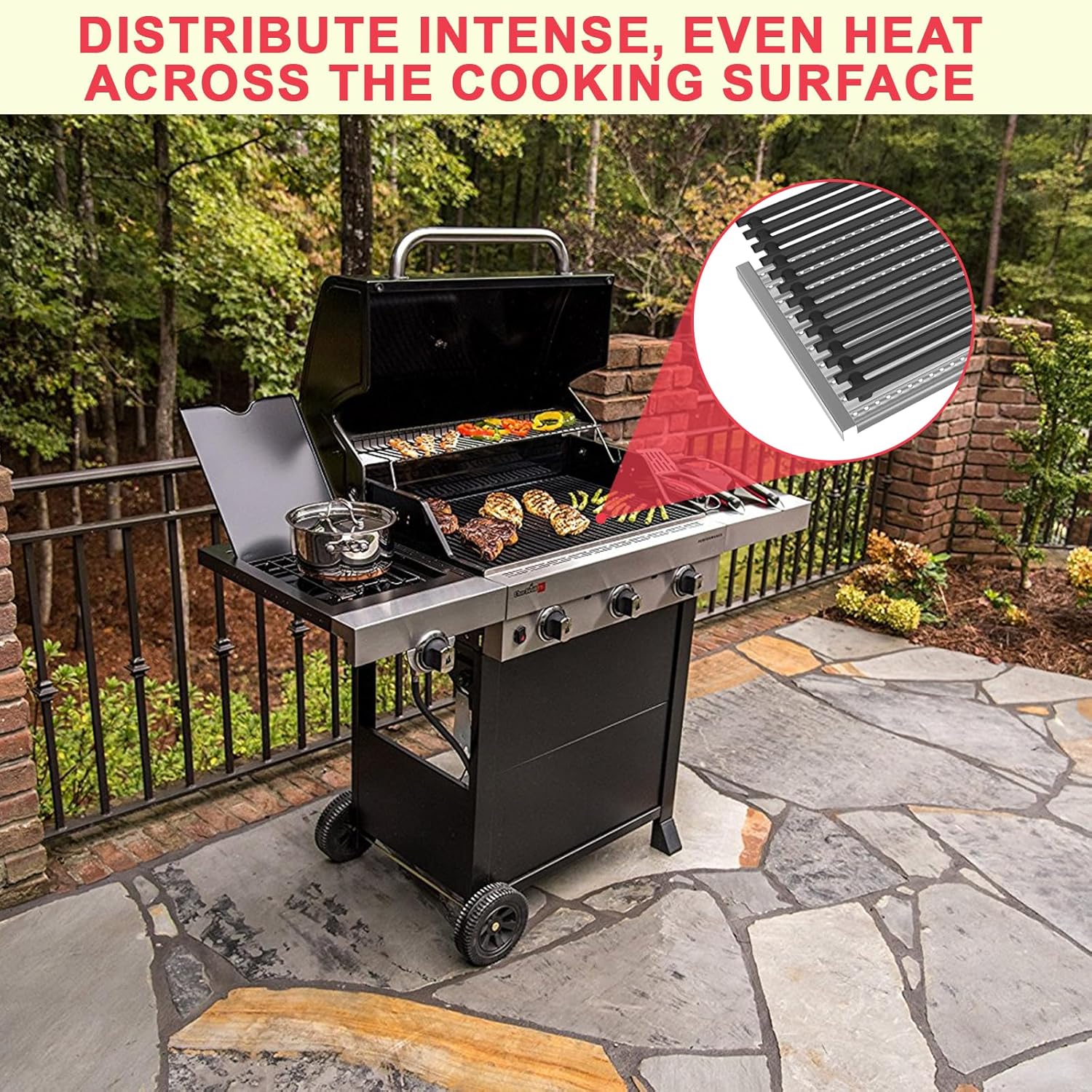 Emitter Plate & Grill Grate for Charbroil Commercial 3 Burner Gas Grill Parts 463242516 463242515 463367016 466242615 466242516 466242616 463346017, Parts for Charbroil Tru Infrared G466-0025-W1 Grill