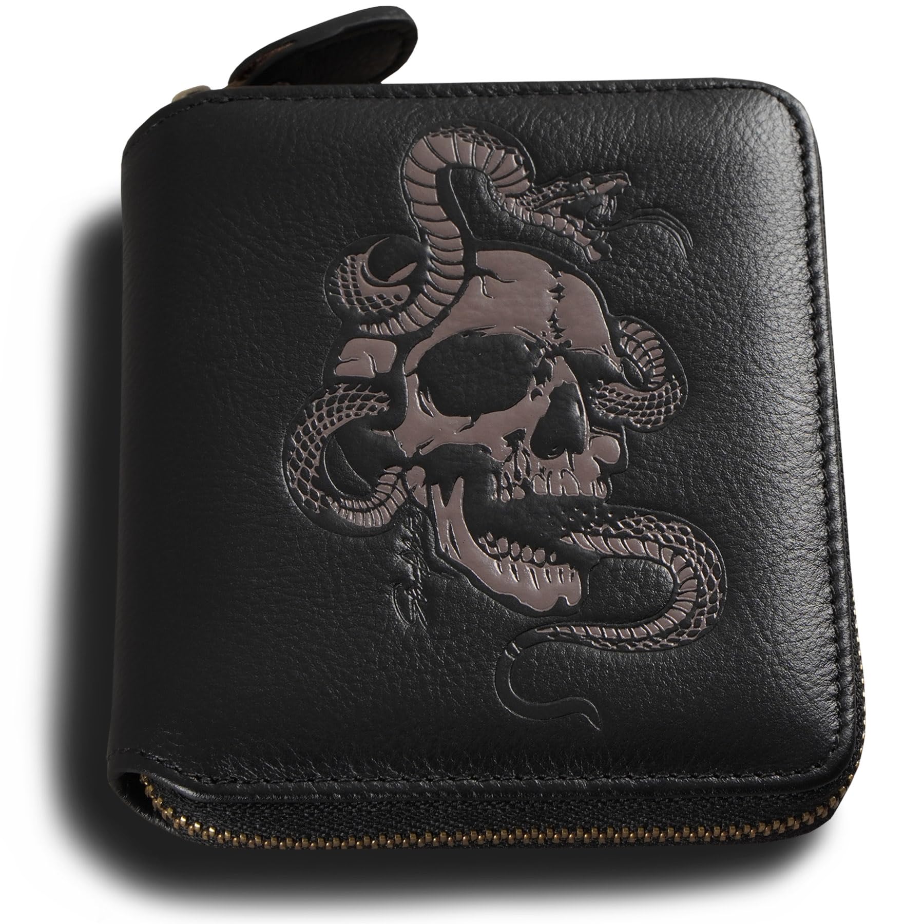 skneephate Mens Wallet Zipper,Skull Men's Leather Wallets With Coin Pocket, Multi-Functional,RFID Blocking,Gifts for Him (black)