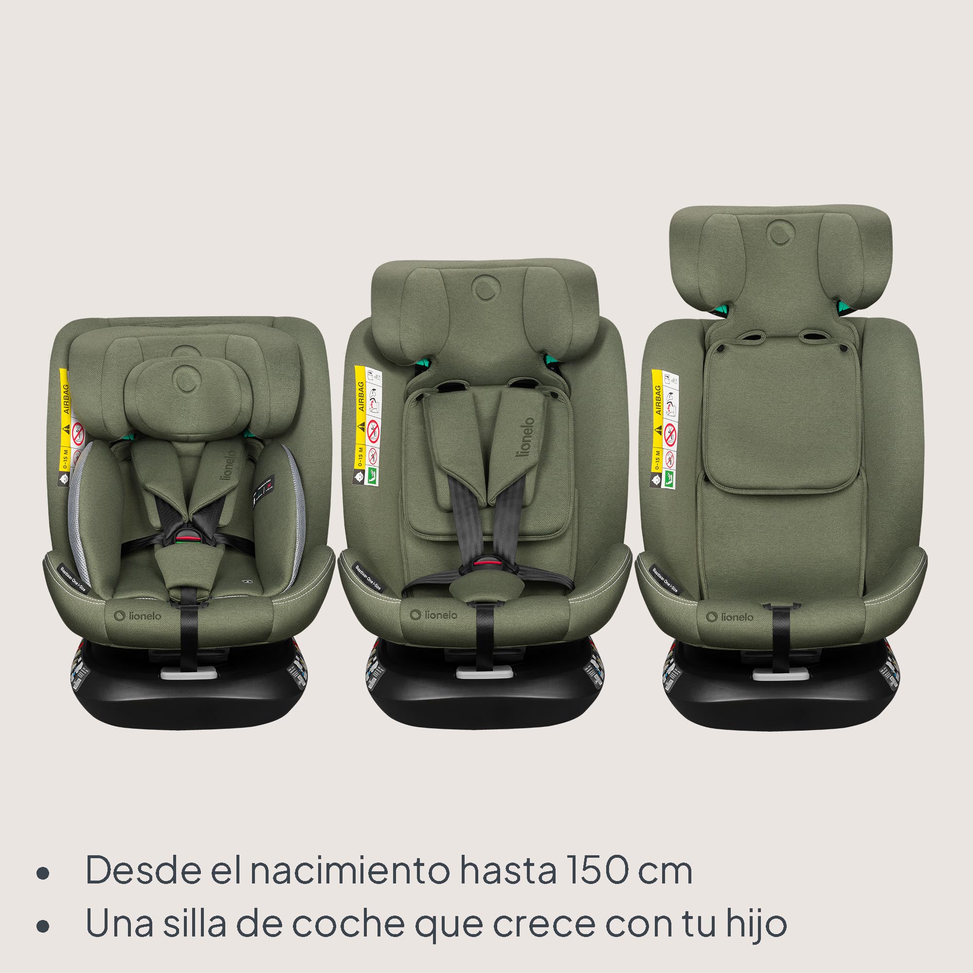 LIONELO Bastiaan i-Size One Silla de Coche Giratoria 360o para Niños de 40 a 50 cm Montaje hacia Delante y hacia Atrás, ISOFIX Cinturón TopTether Ajuste del Respaldo y Reposacabezas Protección lateral | Montaje en dirección de marcha y en sentido contrari