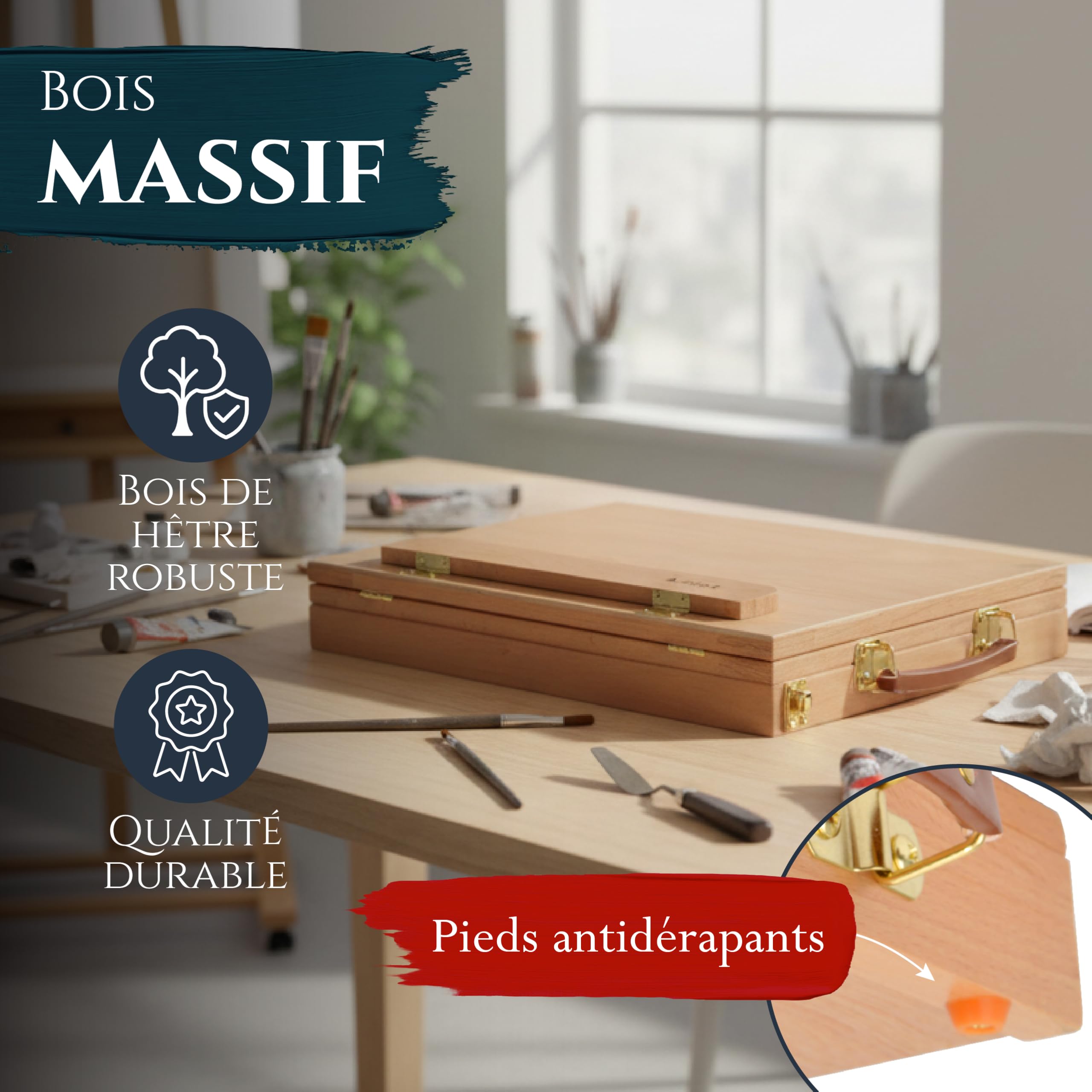 Artina planche dessin en bois mini chevalet portable de table réglable