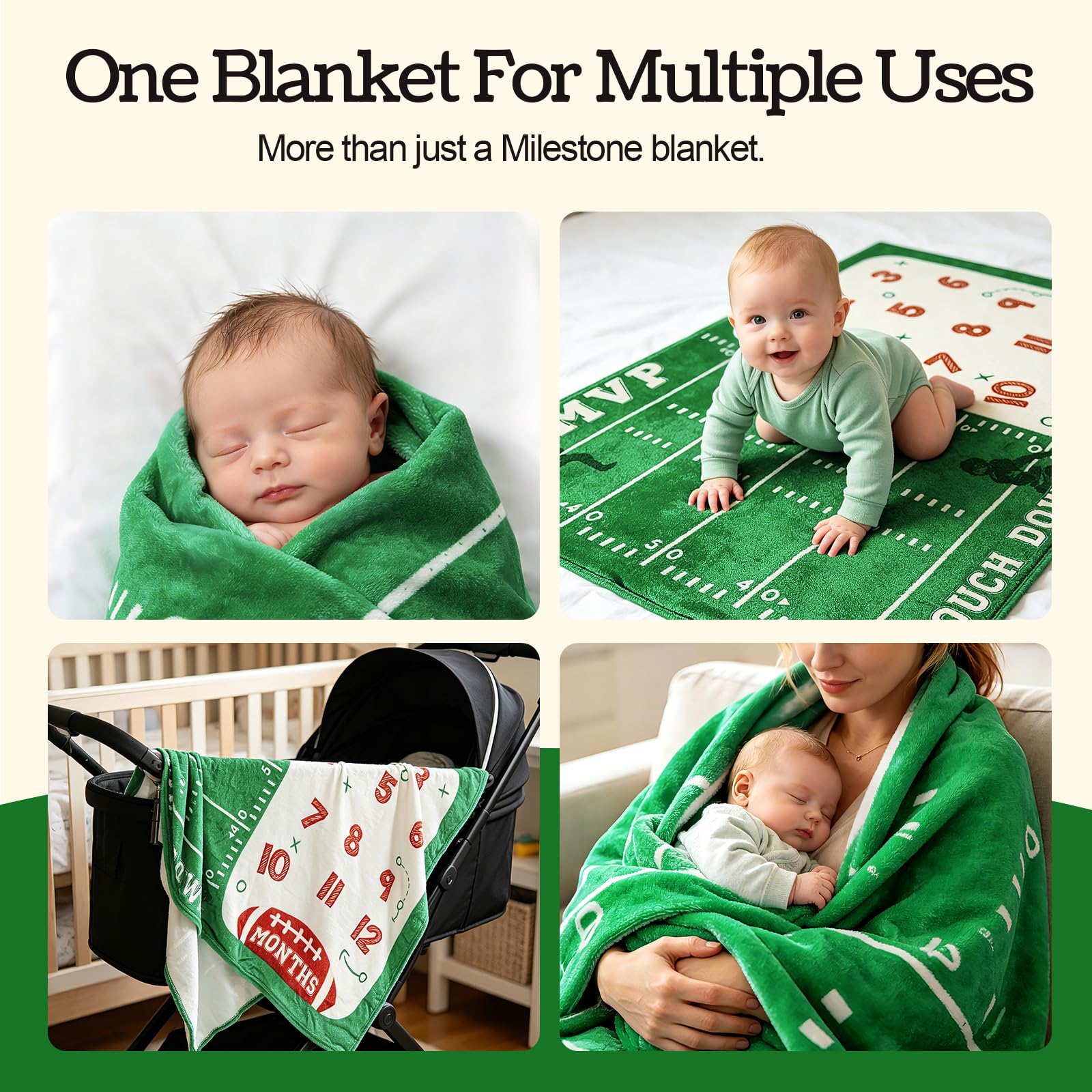 Manta mensual de fútbol para bebé, manta de mes deportivo, tabla de crecimiento, ideas de regalo para niños pequeños, recién nacidos, baby shower, fondo de fotografía, forro polar de felpa