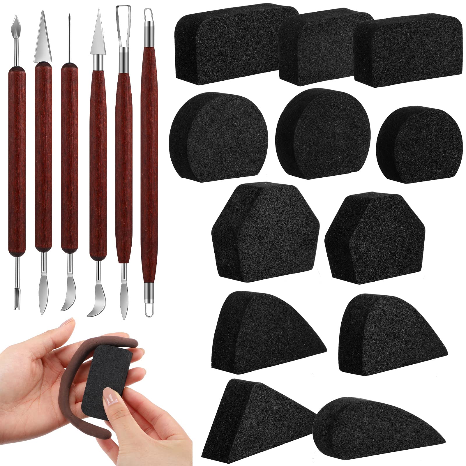 Buy 18 Pcs Pottery Kit Mug Handle Tools and Sculpting Tool Set Includes 12 Ceramic Cup Handle