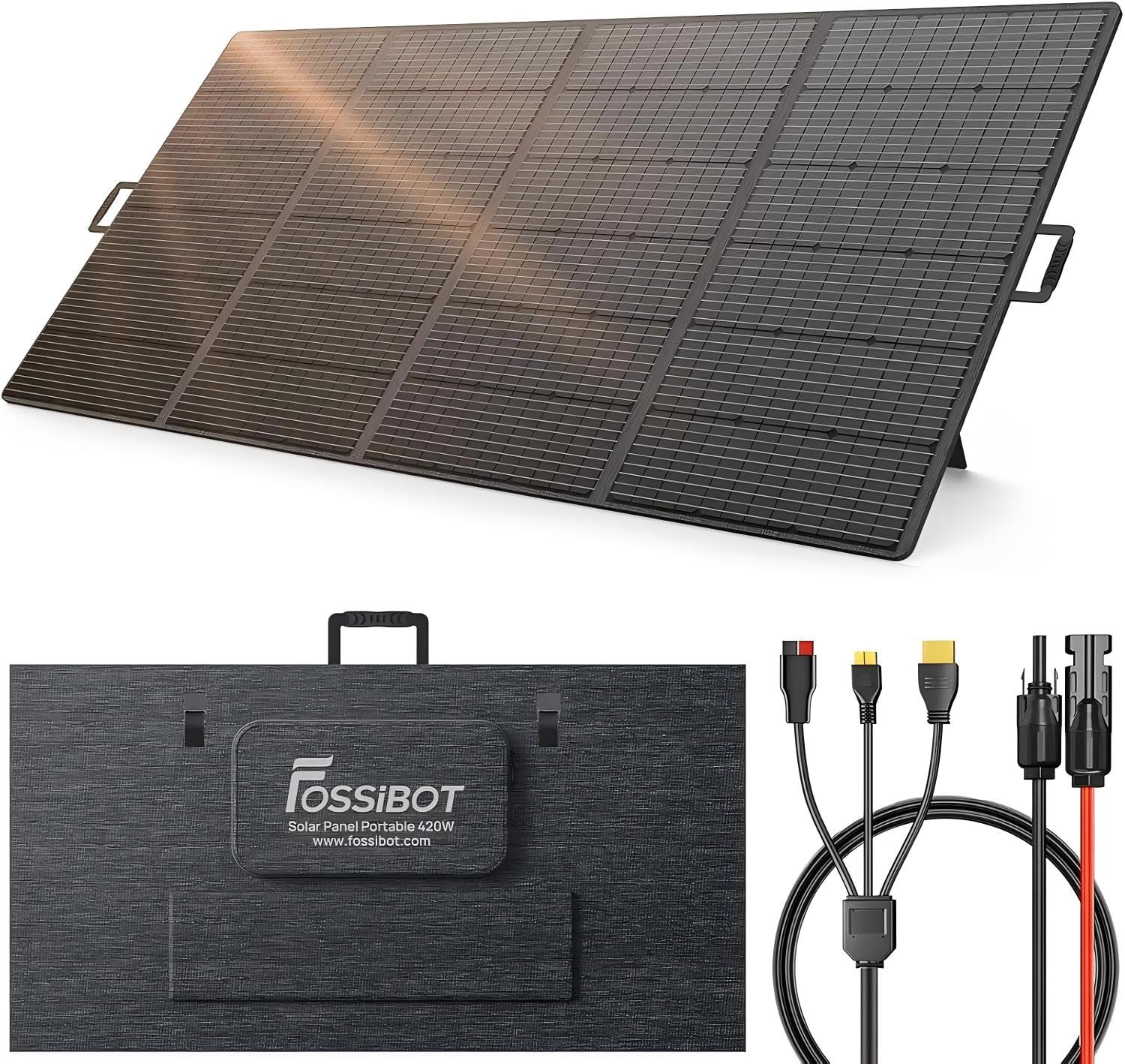 FOSSiBOT Pannello solare da 420W, modulo solare pieghevole per F2400 F3600, stazione di ricarica portatile, modulo fotovoltaico per impianto solare per esterni, giardino, balcone, roulotte, campeggio