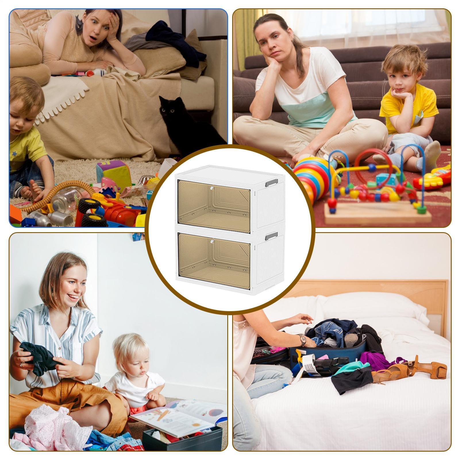 Generisch Stapelbare Aufbewahrungsboxen, stapelbarer Schrank-Organizer | Kleiderschrank faltbarer Kleiderorganizer Kleiderbox für Pullover, Jacken, platzsparender Aufbewahrungsbehälter Hosen, Unt