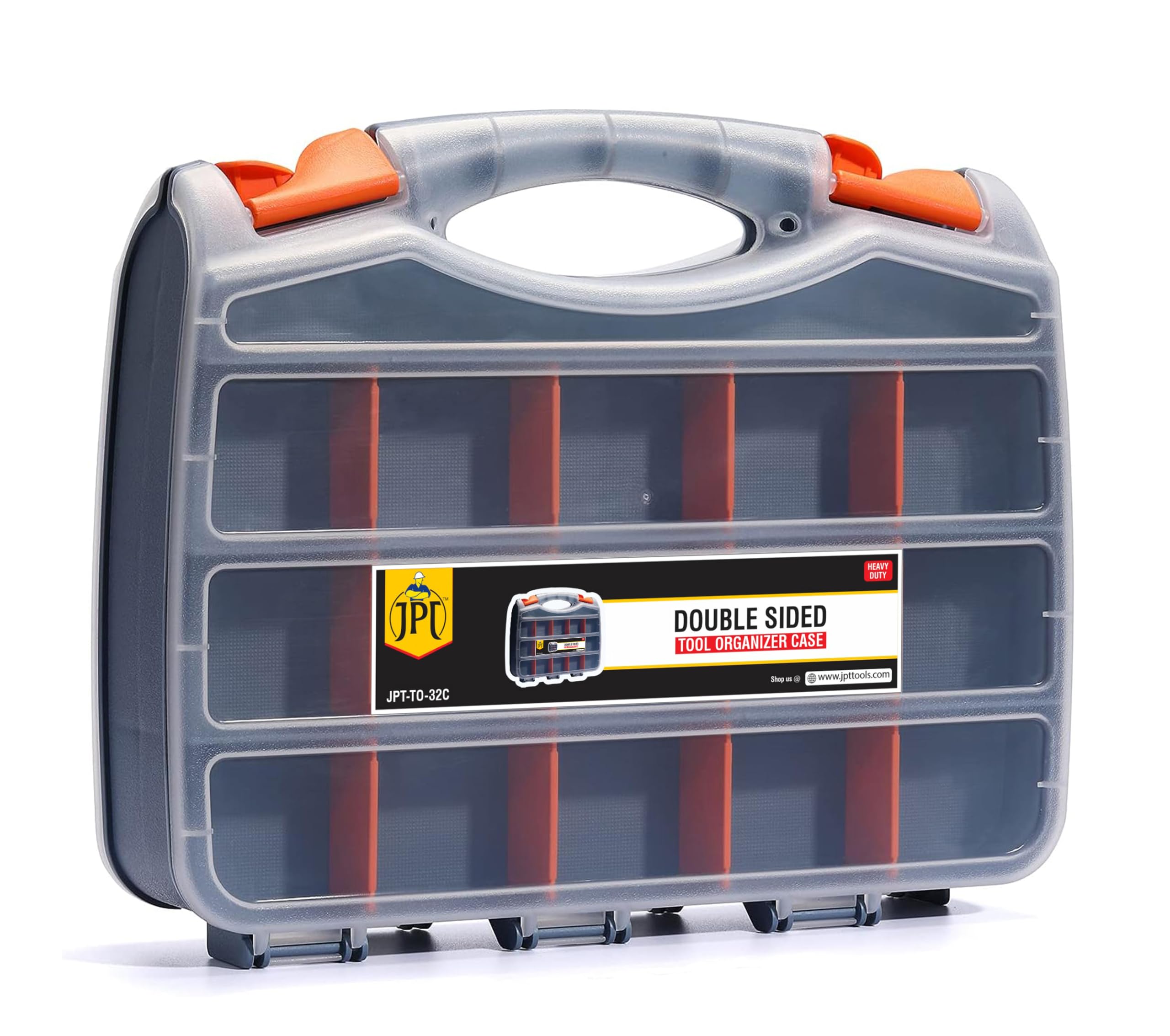 JPT Double-Sided Tool Organizer with Impact-Resistant Polymer and Customizable Removable Dividers, Black/Orange Hardware Box for Screws, Nuts, and Small Parts (B0D8L98WD5) Amazon Price History, Amazon Price Tracker