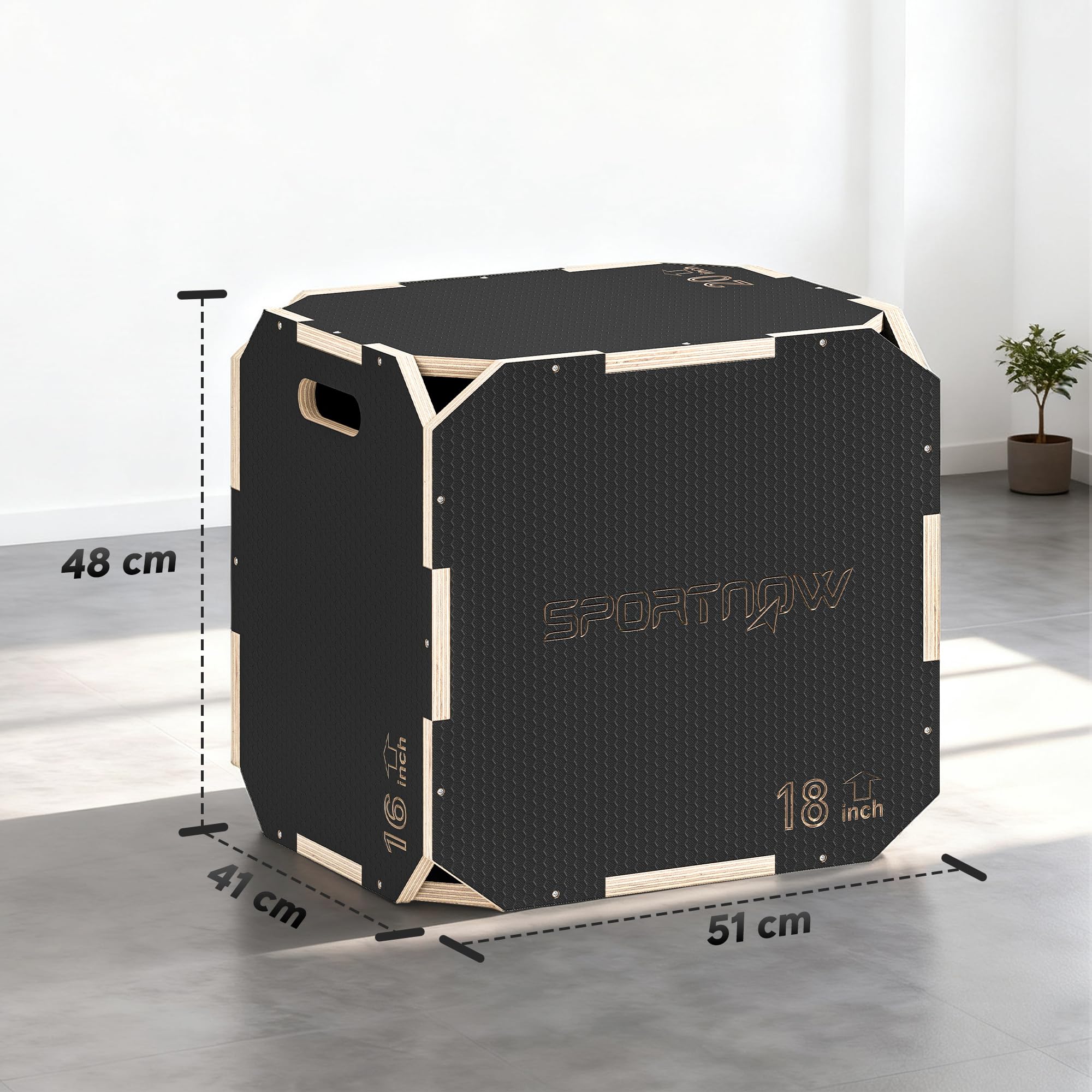 SPORTNOW 3-in-1 Plyo Box Plyometrische Sprungbox mit 3 Sprunghöhen Griffen Kantenfreie Step-Up Jumping Box Plyometric Platform Fitnessgerät für Plyometrisches Training Workout