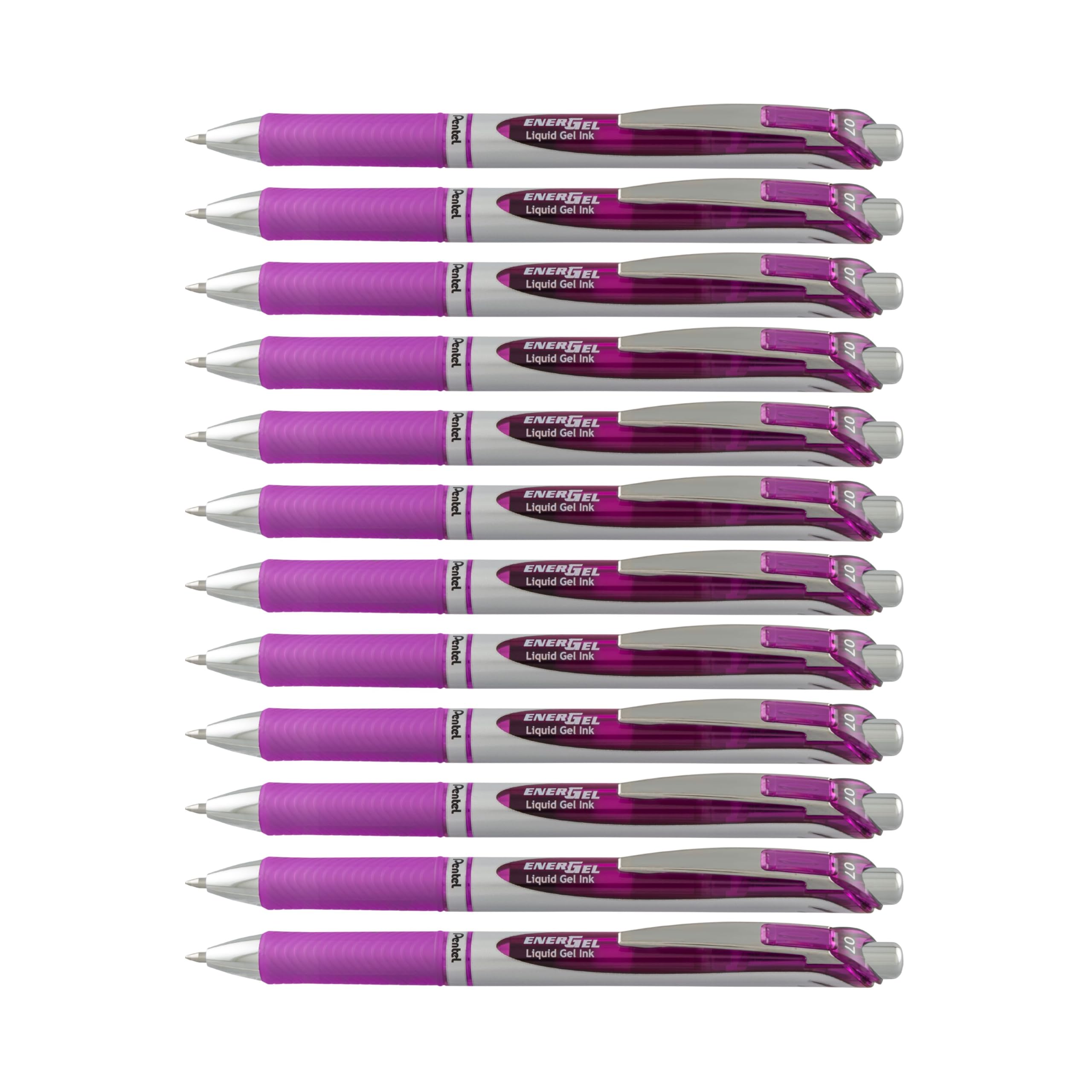 Pentel EnerGel Deluxe RTX Gel Ink Pen, 0.7 Millimeter Metal Tip, Violet Ink, Box of 12 (BL77-V)