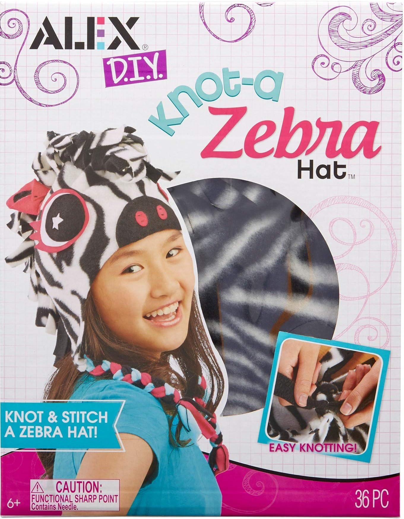 Alex Toys Felt Material Knot A Zebra Hat,Multicolor