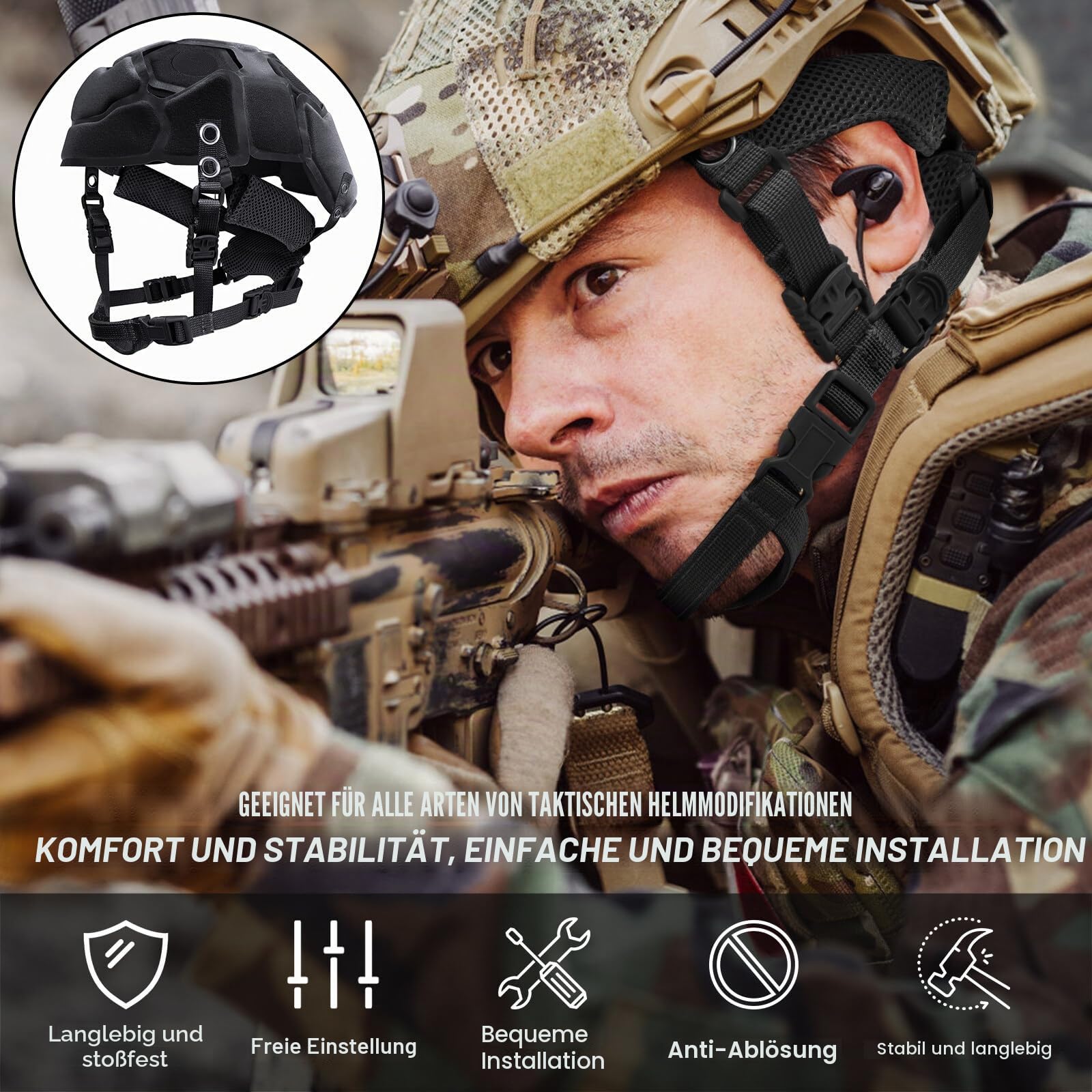 Tactical Helm Pads und Helm Chin Strap Austausch verstellbar für Tactical Fast Mich ACH Bump FMA EXF Ersatz Zubehör Kit