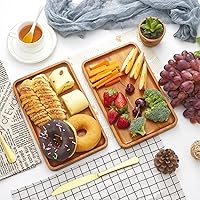 Vista 5 de 1 bandeja rectangular de madera de acacia maciza de 13 x 9 pulgadas, tablero de madera natural para bar, fiesta de café