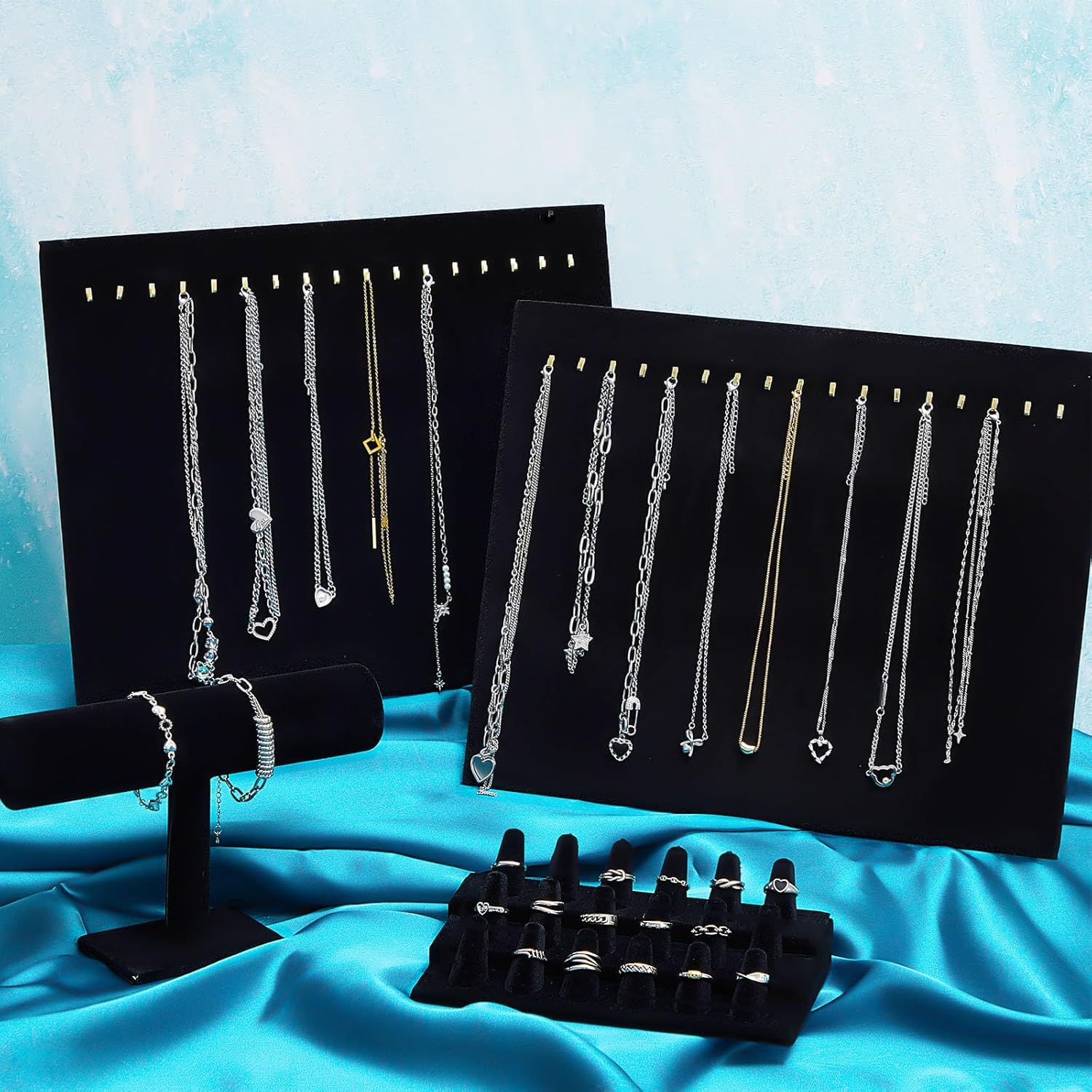 Thyle 8 Pieces Black Velvet jewelry Display Necklace Stand with 17 Hooks for Selling Pendants Chains Showcase Home Stores Trade Shows - Image 7