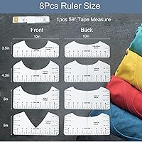 Vista 19 de 12 piezas de guía de regla de camisetas para alineación de vinilo, accesorios de medición de camisetas, herramientas para prensa de calor Cricut