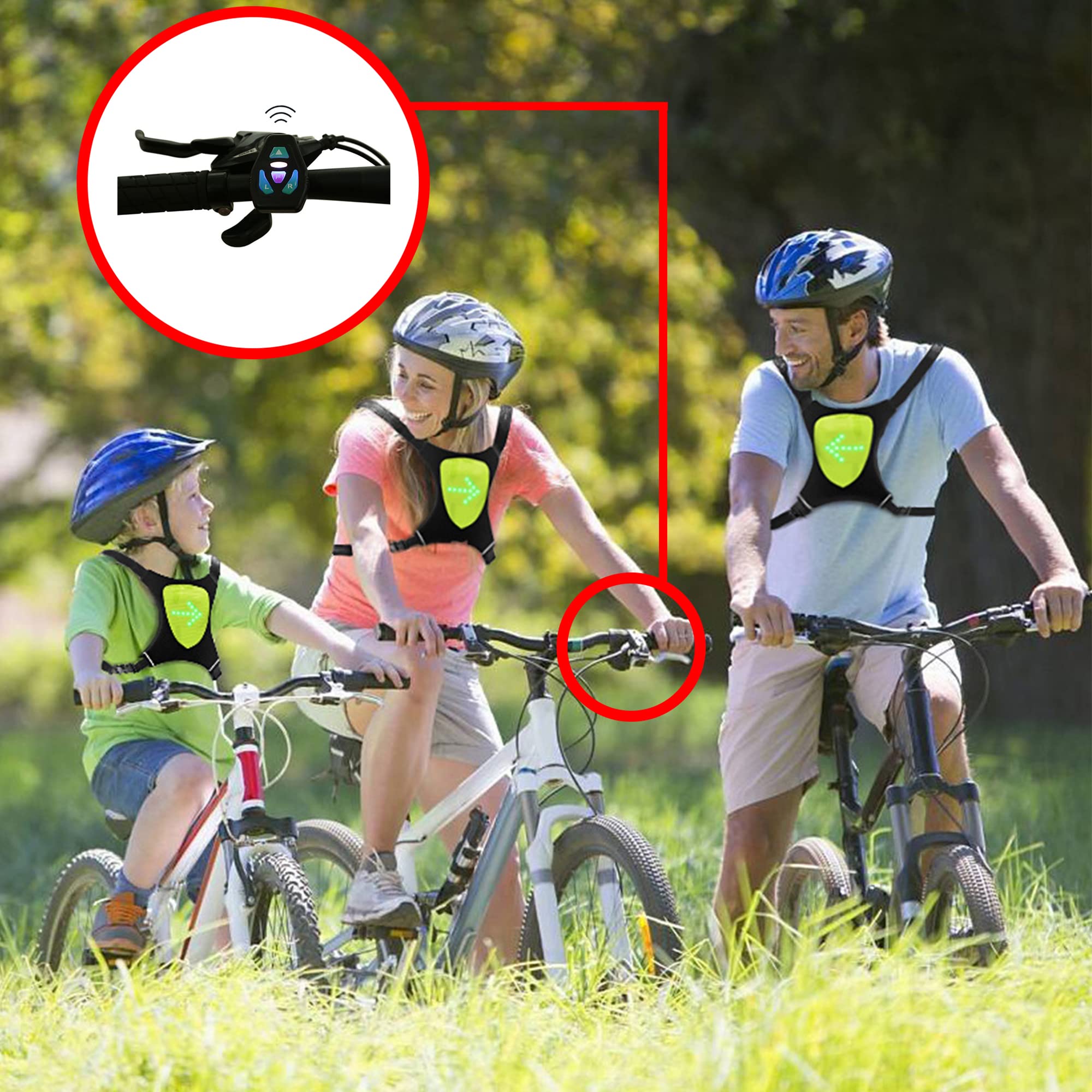 Gilet de Cyclisme de Sécurité à LED avec Indicateur de Direction Télécommande sans Fil Sac à Dos de Vélo Lumineux Clignotant Pack de Vélo Réfléchissant pour Le Cyclisme de Nuit la Course à Pied