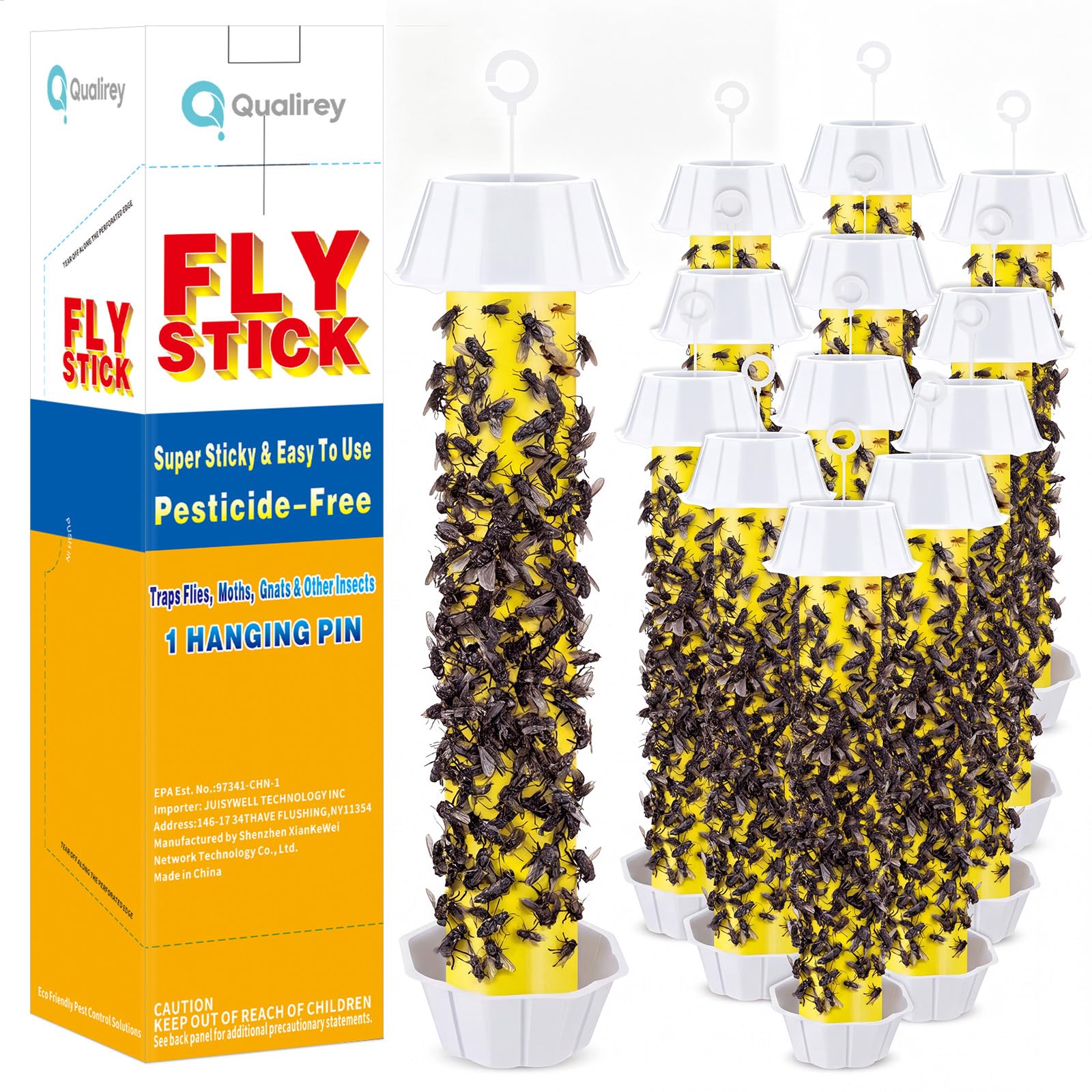 Trampas para moscas e insectos domésticos Qualirey novela-2 amarillas para colgar de 12 piezas