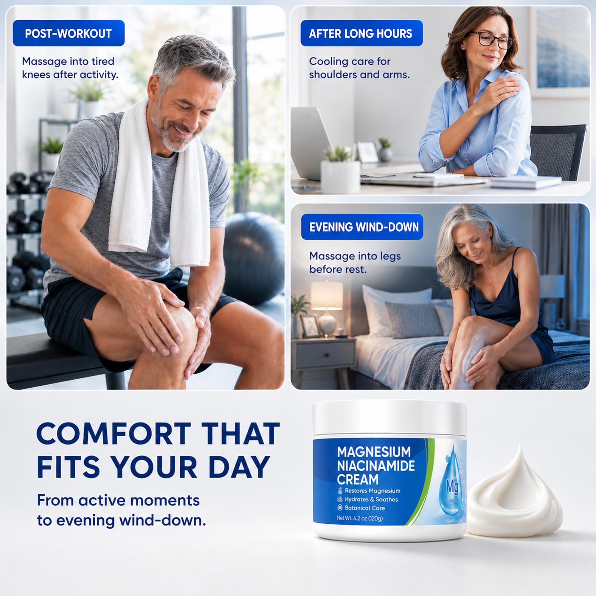 Magnesio Niacinamide Freeze Relief Cream: Crema Freeze ad azione rapida per ginocchia, muscoli, articolazioni, collo, schiena, fianchi, gambe e piedi - Formula rinfrescante ad assorbimento rapido