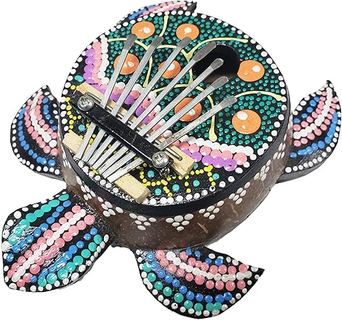 Miniatura 3 de Turtle Kalimba - Cuerpo de cáscara de coco amplifica el sonido, púas de acero, sonido resonante, increíbles notas musicales claras, tonos relajantes
