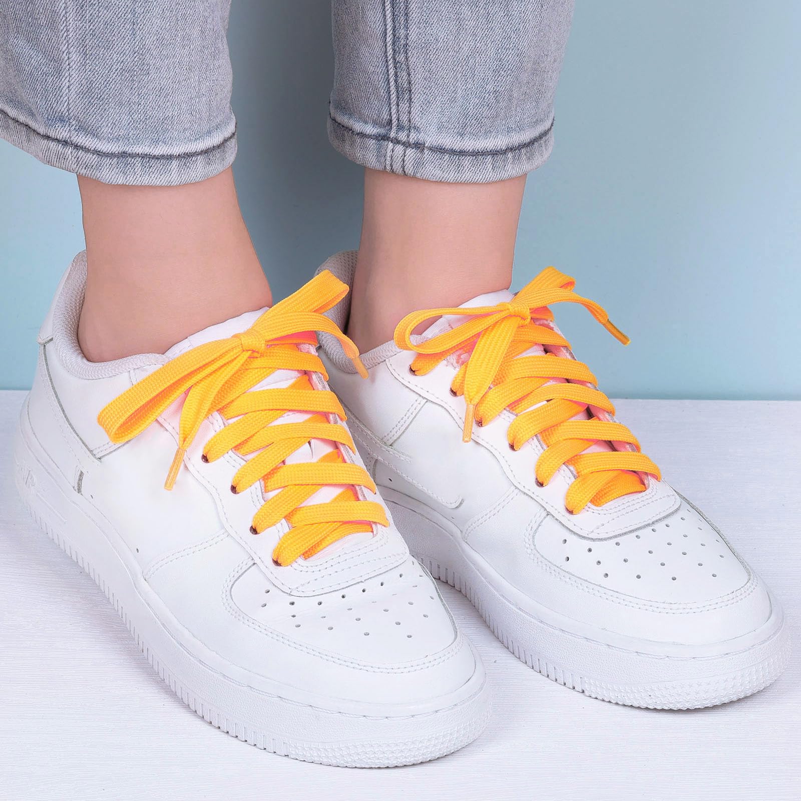 Olukssck - 2 Pares de Cordones Planos, Cordones duraderos de Repuesto de 10 mm de Calidad para Zapatos de Deporte, Zapatos de Ciudad - 4