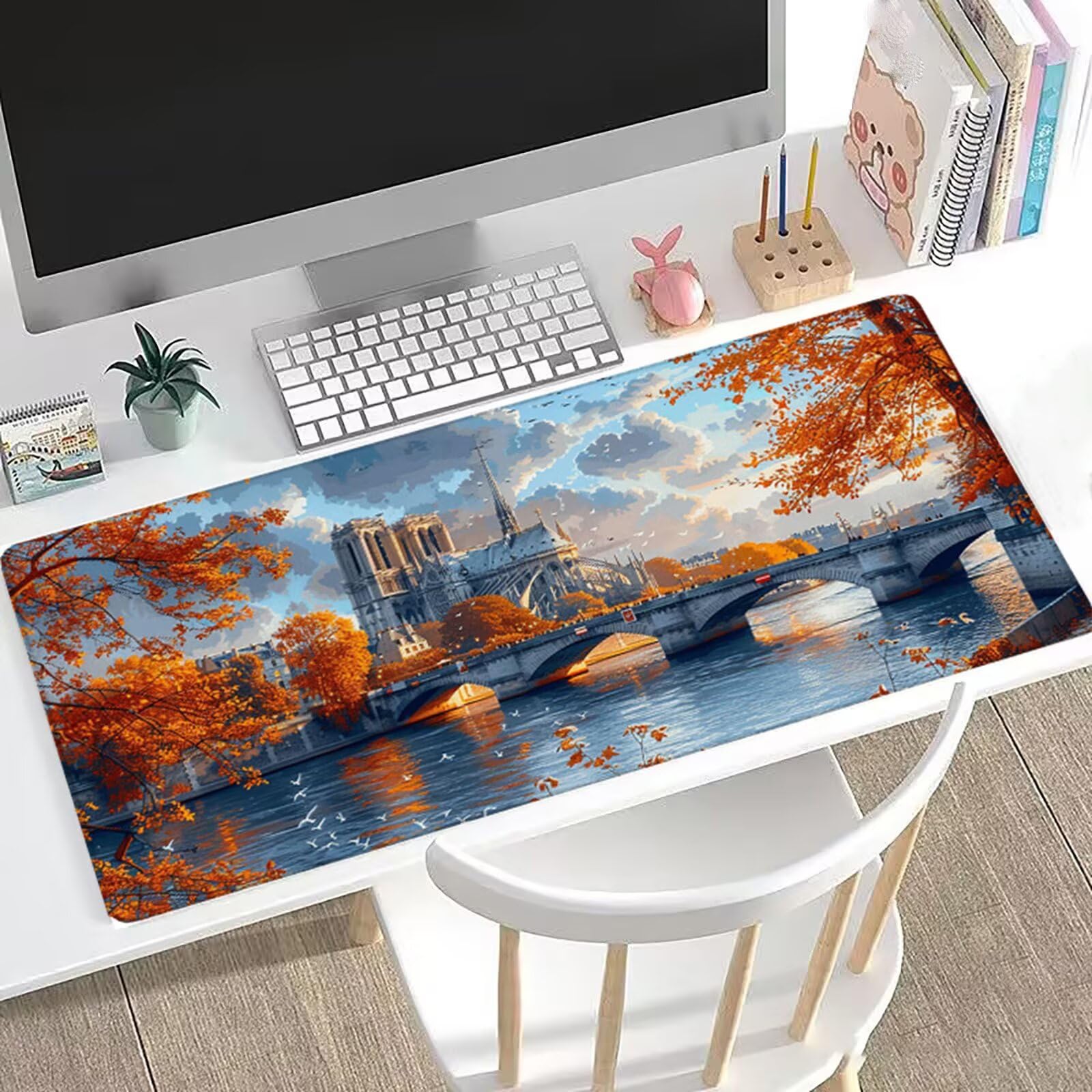 Podkładka pod mysz zamek XXL 1500 x 800 mm podkładka pod mysz drzewo biurko z antypoślizgową podstawą, zwiększona precyzja dla gracza, wodoodporna podkładka pod mysz dla graczy, antypoślizgowe