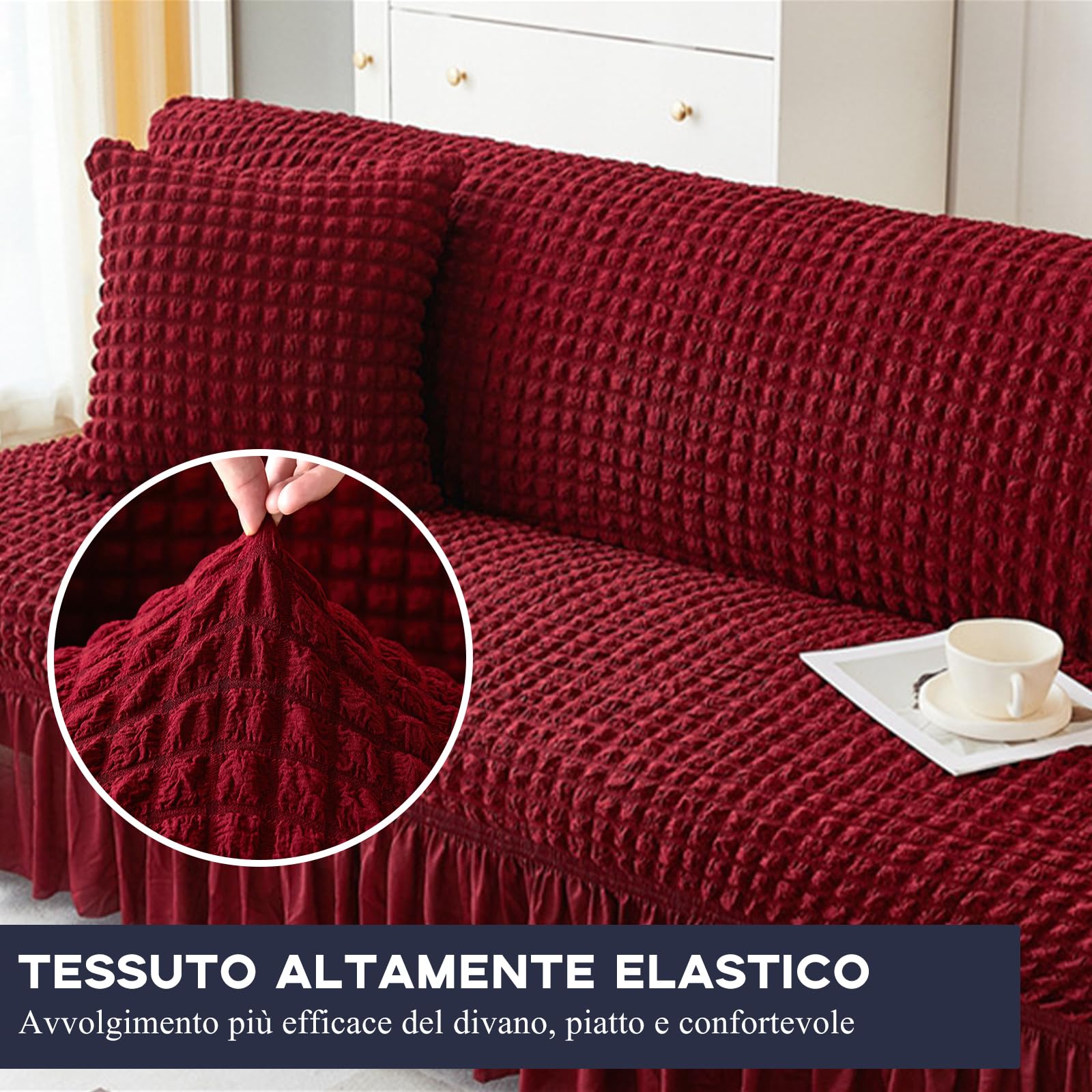Funda universal para sofá Sper de 3 plazas, protector de sofá elástico y plegable con faldón, ajuste elástico para sala de estar y decoración del hogar, diseño sin brazos