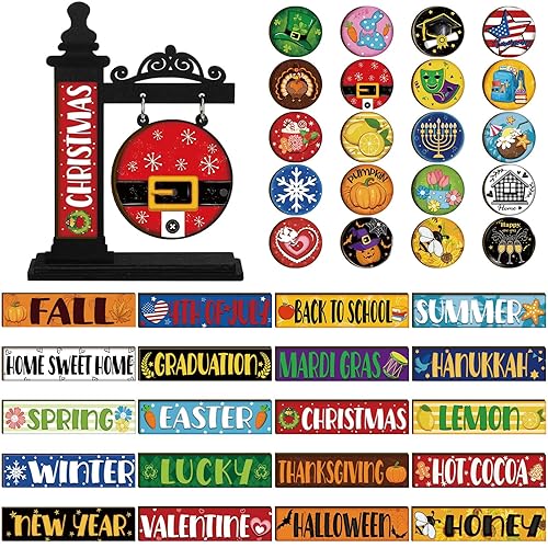 41 Pcs Interchangeable Seasonal Decor Mini Standing Sign Farmhouse Convertible