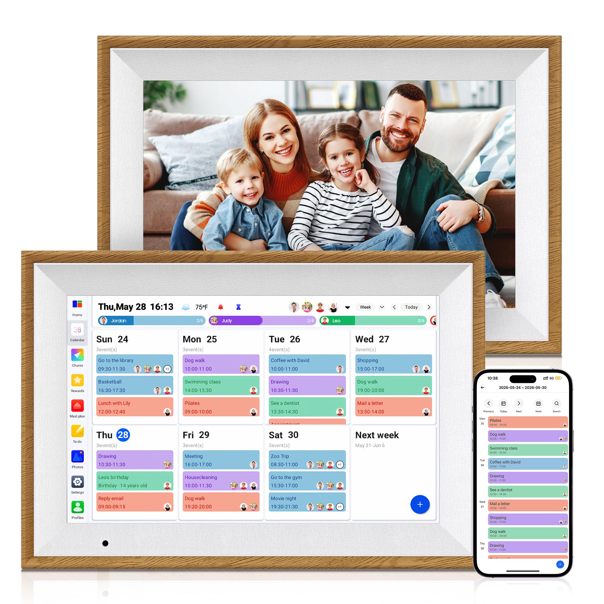 Digitaler Kalender, 25,7 cm elektronischer Kalender für Familienpläne, intelligenter interaktiver Familienplaner mit Aufgabendiagramm, Mahlzeitenplaner, digitales Bilddisplay, Geschenk für Mutter
