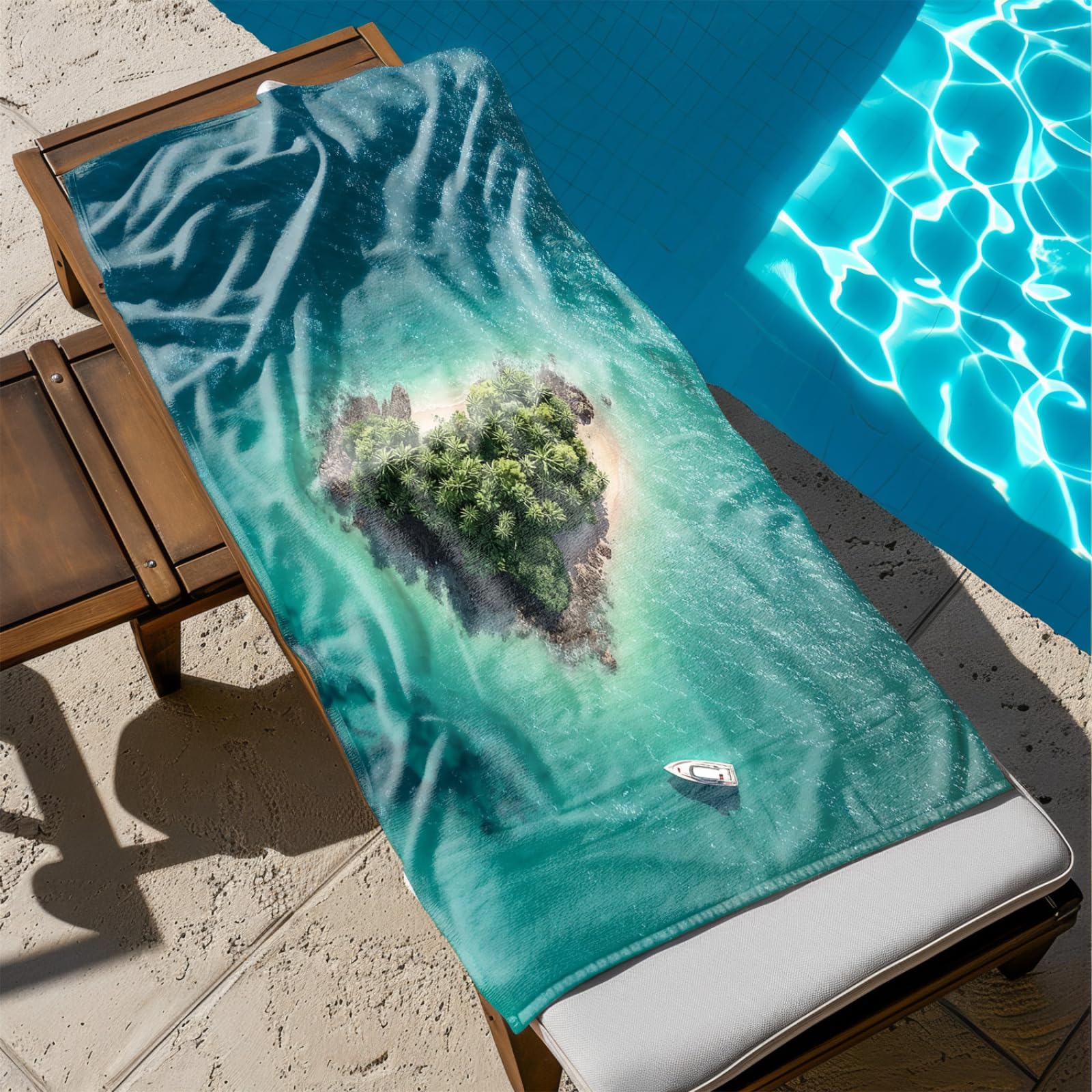 Telo Mare Microfibra Grande 200X200 Isole, Barche Telo da Mare Matrimoniale Xxl,Ad Asciugatura Rapida, Telo Bagno Senza Sabbia,Spiaggia, Campeggio, Escursionismo, Picnic