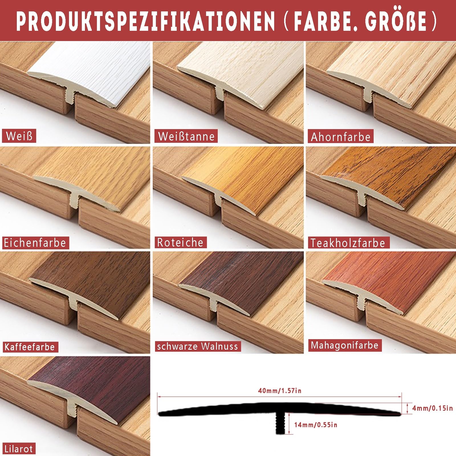 Perfil De Transición T De PVC Autoadhesivo Para Pisos: Ideal Para Unir Madera Y Baldosas. Solución Duradera Y Estética Sin Juntas, Perfecta Para Acabados Y Espacios Planos(Weiß,2 * 60cm)