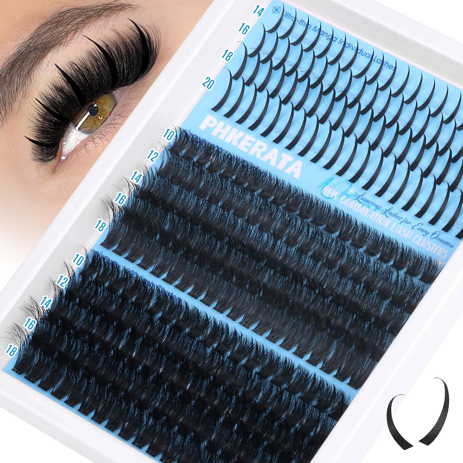 Lash Clusters Spikes Eyelash Clusters 80D+100D Cluster Eyelash Extensions Wispy Individual Lashes Invisible Band D Curvature Lashes Clusters Thick Volume DIY Lash Extension, 10-18 mm Lash Clusters Spikes Eyelash Clusters 80D+100D Cluster Eyelash Extensions Wispy Individual Lashes Invisible Band D Curvature Lashes Clusters Thick Volume DIY Lash Extension, 10-18 mm
