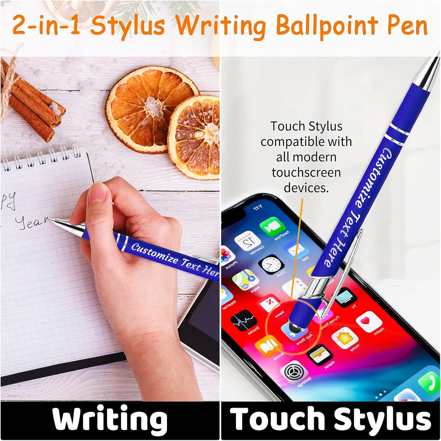 YanNanKe 96 PCS Custom Pens Personalized Bulk, Customized Engraving Ballpoint Pens with Stylus Name or Text, Ideal Anniversary, Birthday or Graduation Gift(Rose Gold,Black Ink)