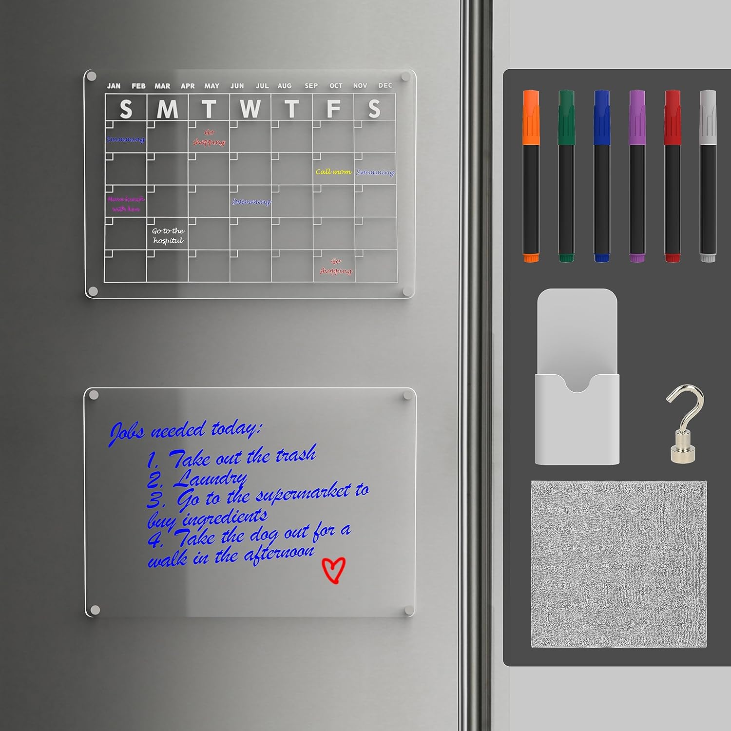 Dry Erase Fridge Calendar Set of Two Acrylic