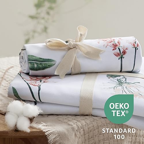 Miniatura 3 de Bedsure Funda de edredón tamaño King 100% algodón, reversible, bonito juego de funda de edredón floral con cierre de cremallera, funda de edredón