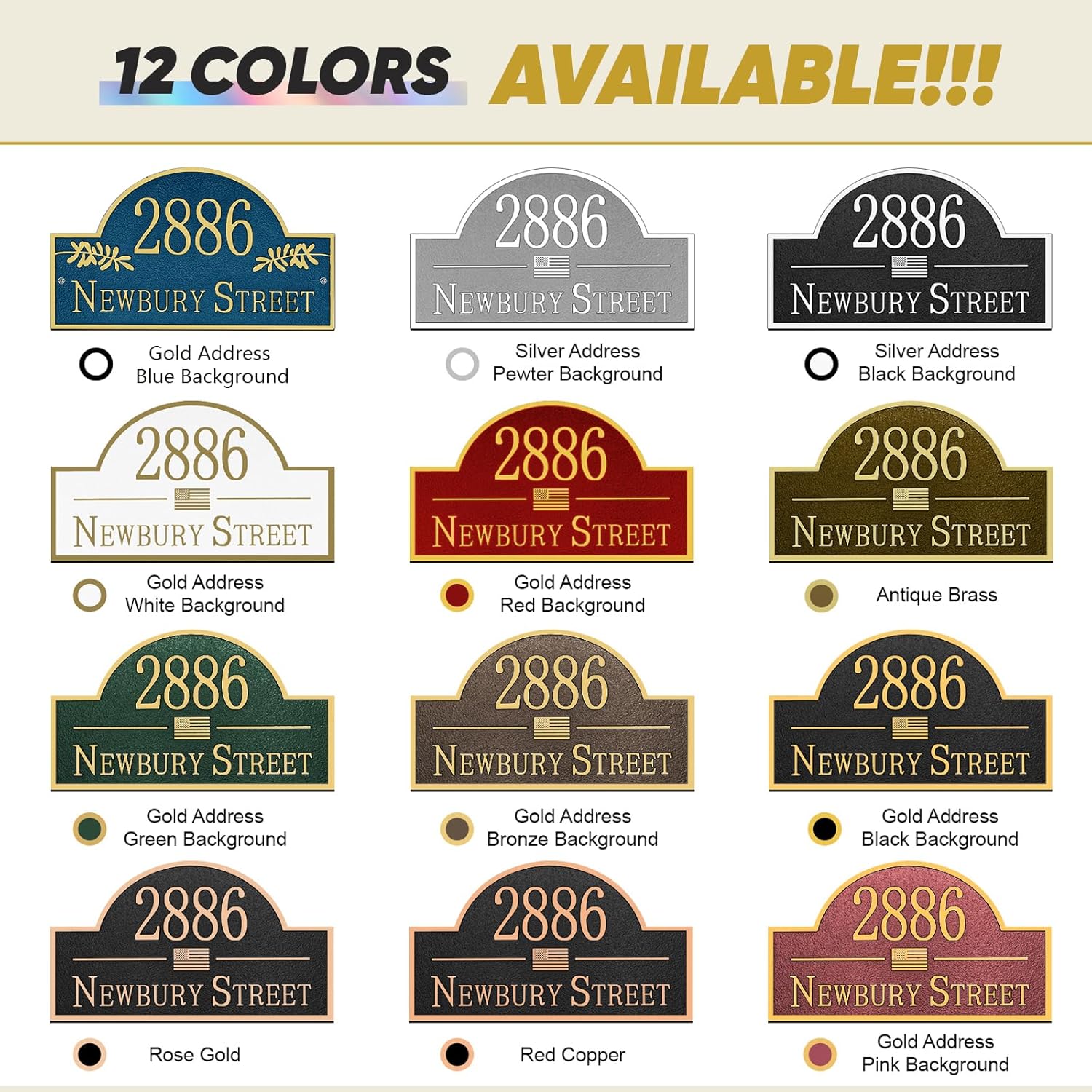 Engraved Address Plaque Large Metal - 12" x 6.9'' House Number Sign Plaque,House Numbers for Outside House,Driveway,Mailbox,Yard,Garden,Apartment,Garage,Driveway,Business