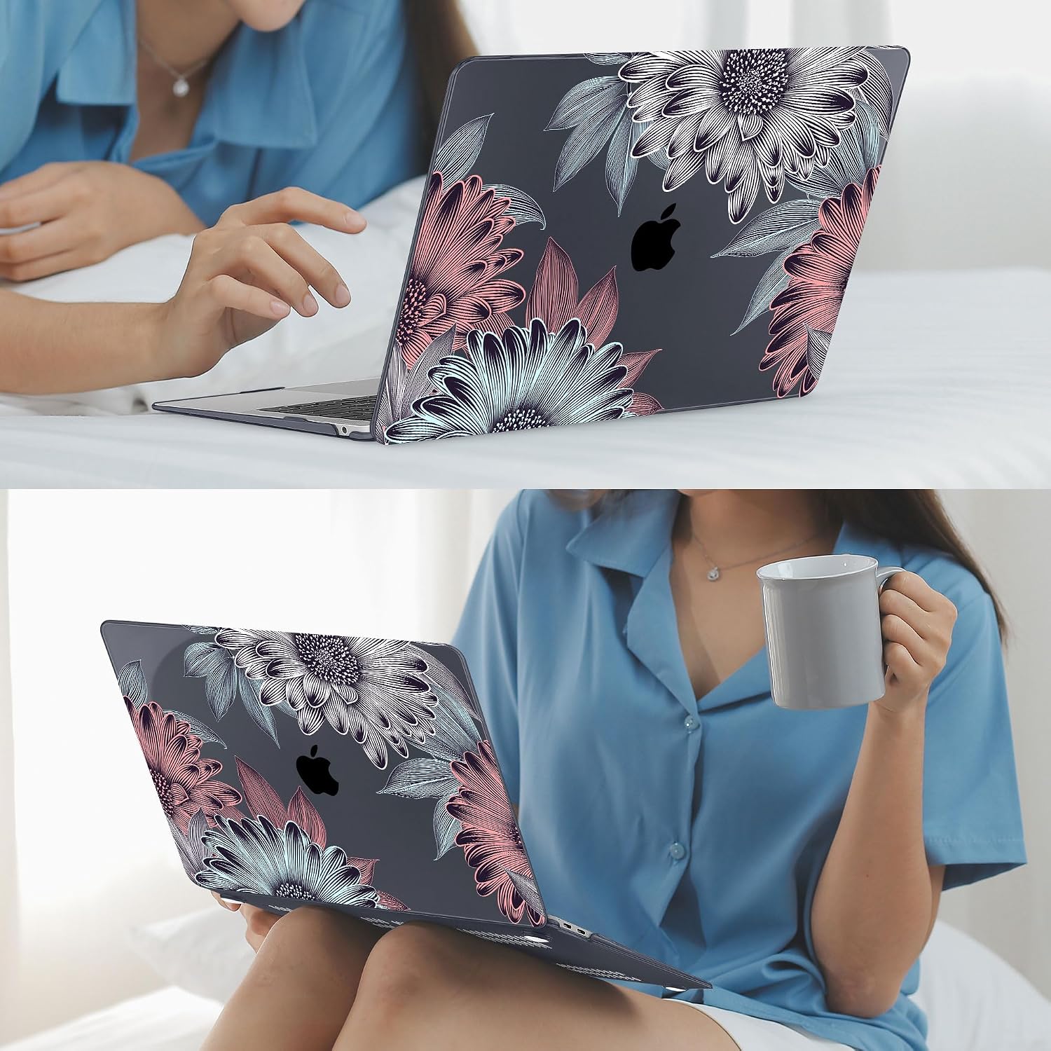 Mektron Case for MacBook Air 13" M1 A2337 A2179 A1932,Blooming Chrysanthemums Hard Cover 2018-2021 Air 13-inch with Touch bar, Designed Protective Shell w/Keyboard Skin Screen Protector Webcam Cover