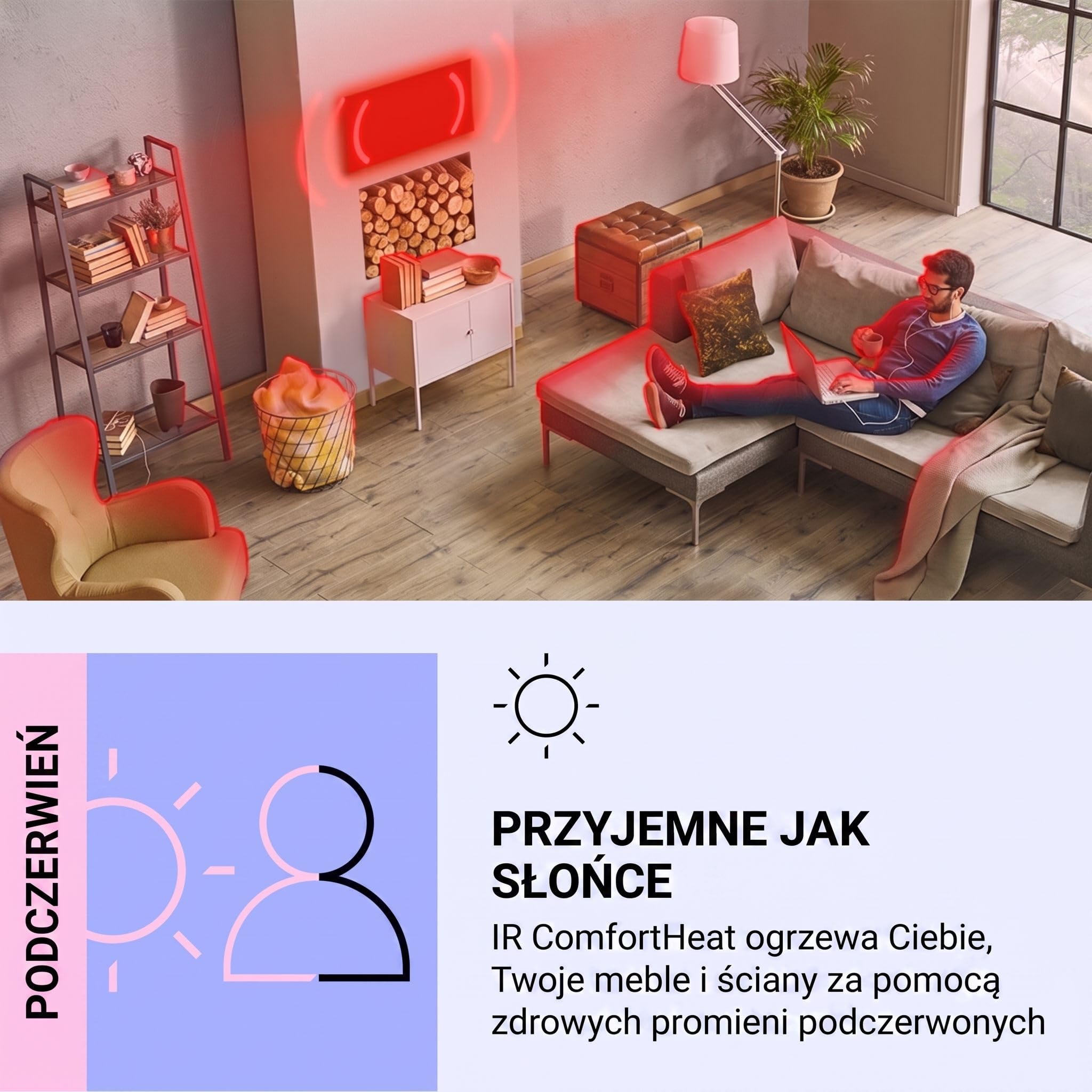 Klarstein Ogrzewanie na podczerwień, Ogrzewanie z termostatem, Grzejnik z wykrywaniem otwartego okna i pilotem, Bez CO2, do montażu sufitowego, IP52, 350 W