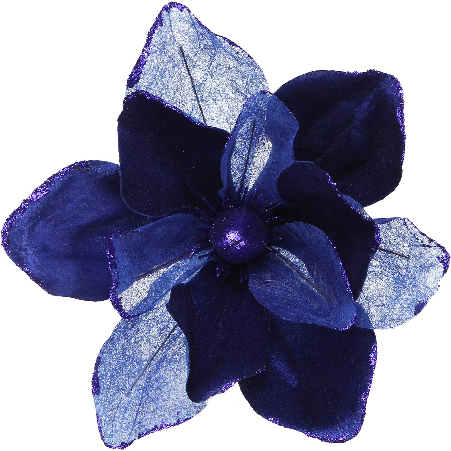 Decorazioni Natalizie Fiori Di Magnolia Glitter Argento - Confezione Da 12, Per Albero E Ghirlande - Foto 7