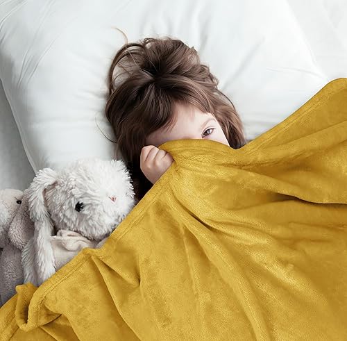 Miniatura 8 de Utopia Bedding - Manta polar de 8.85 ozyd, tamaño de manta (throw), color dorado, cobija de cama antiestática, mullida, suave, de microfibra (60 x