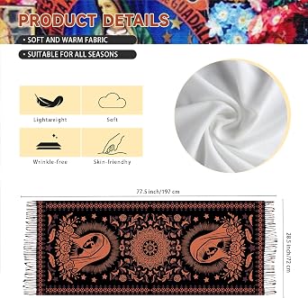 Virgen de Guadalupe Shawl Wraps, Virgin Mary Blanket Scarf with Rose, Soft Shawls Catholic Gifts for Woman Mother.