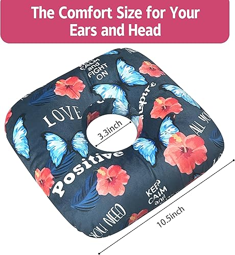 Miniatura 4 de Almohada perforadora de oreja para dormir de lado, almohadas con agujeros para dolor de oído, almohada de dona para dormir del lado de la oreja para